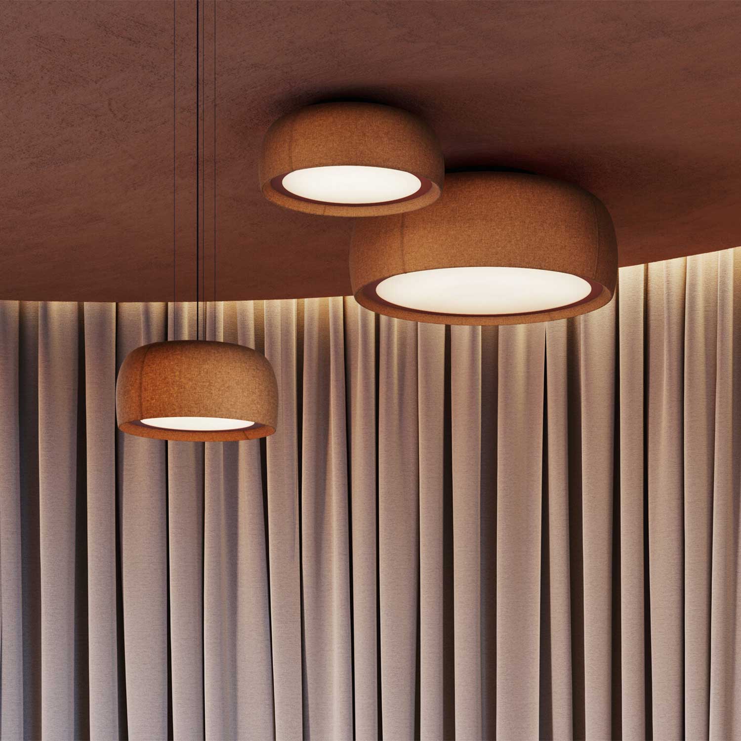 Gong - Lámpara de techo de tela diseño LED integrada para salón