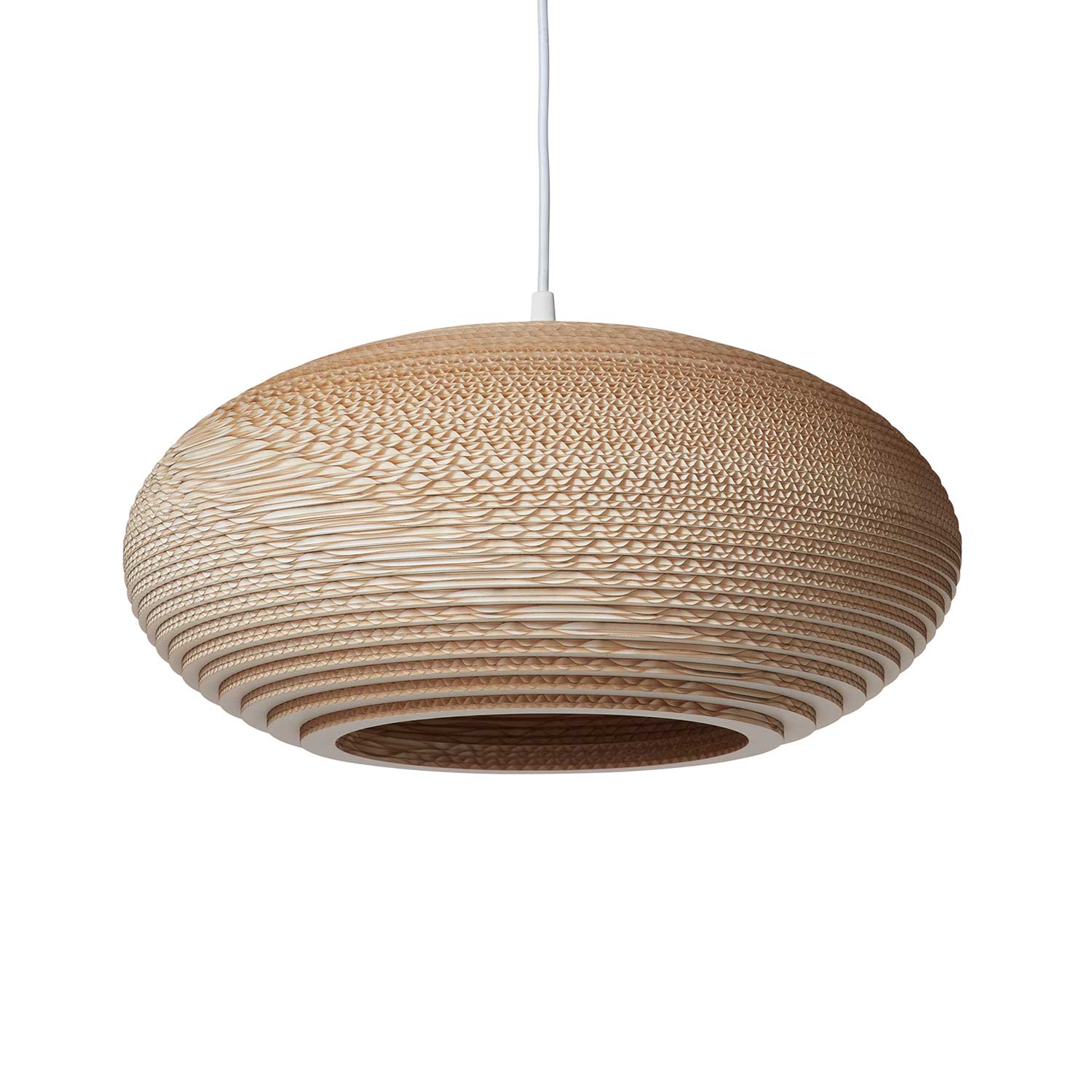 Scraplights Disc - Design suspension in corrugated cardboard for living room