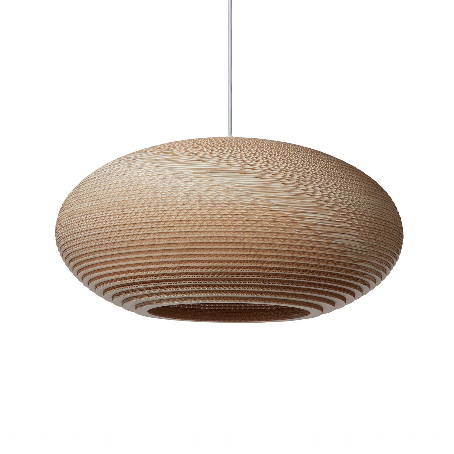 Scraplights Disc - Design suspension in corrugated cardboard for living room