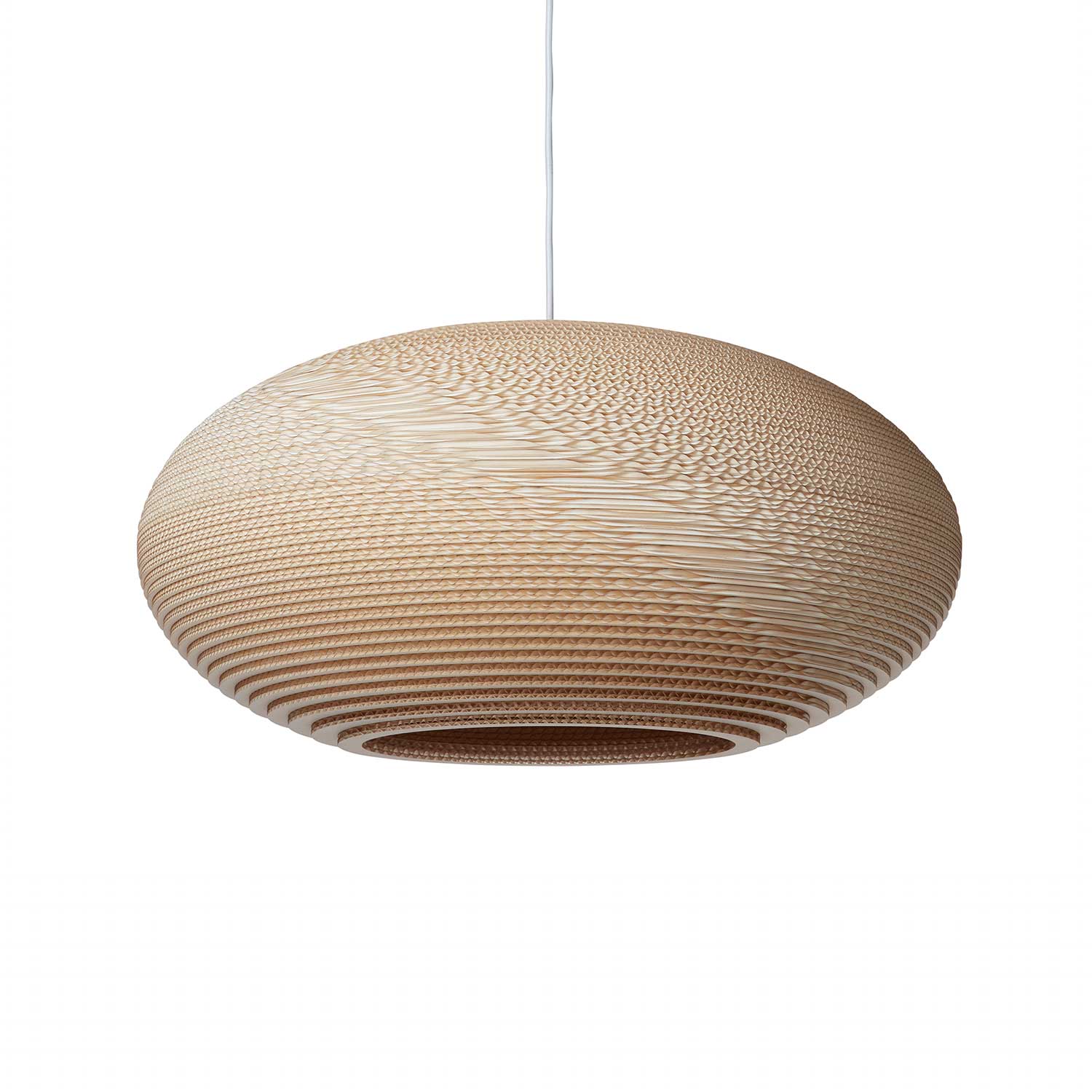 Scraplights Disc - Design suspension in corrugated cardboard for living room