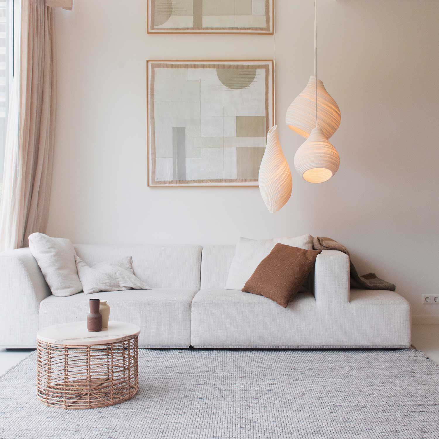 Scraplights Hive - Lámpara colgante blanca diseño orgánico en cartón