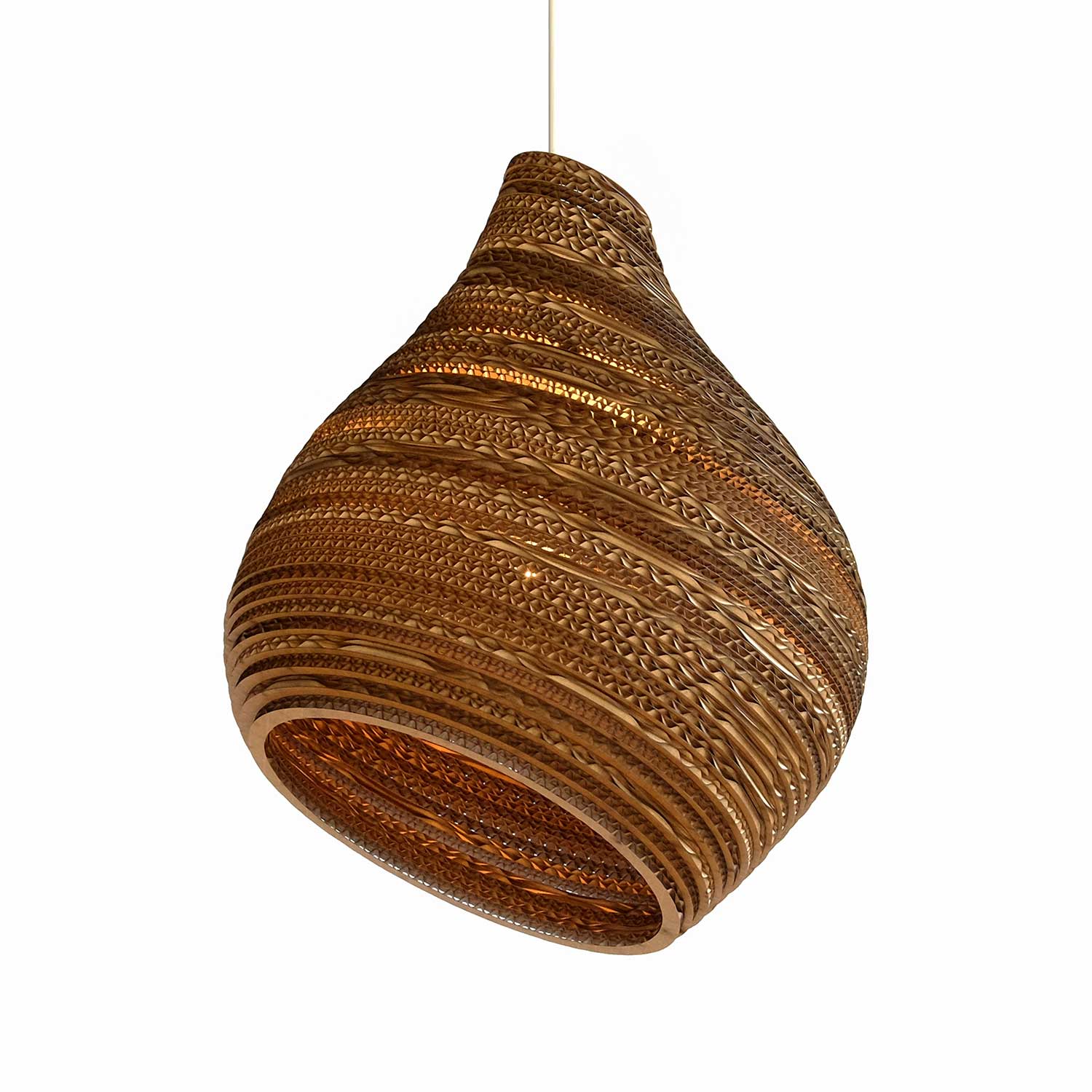Scraplights Hive - White organic design suspension lamp in cardboard