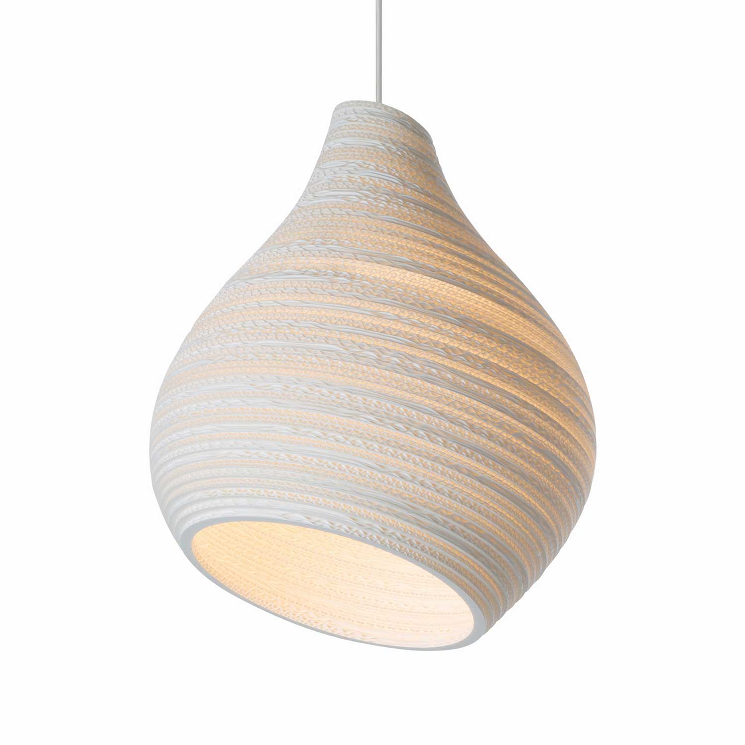 Scraplights Hive - White organic design suspension lamp in cardboard