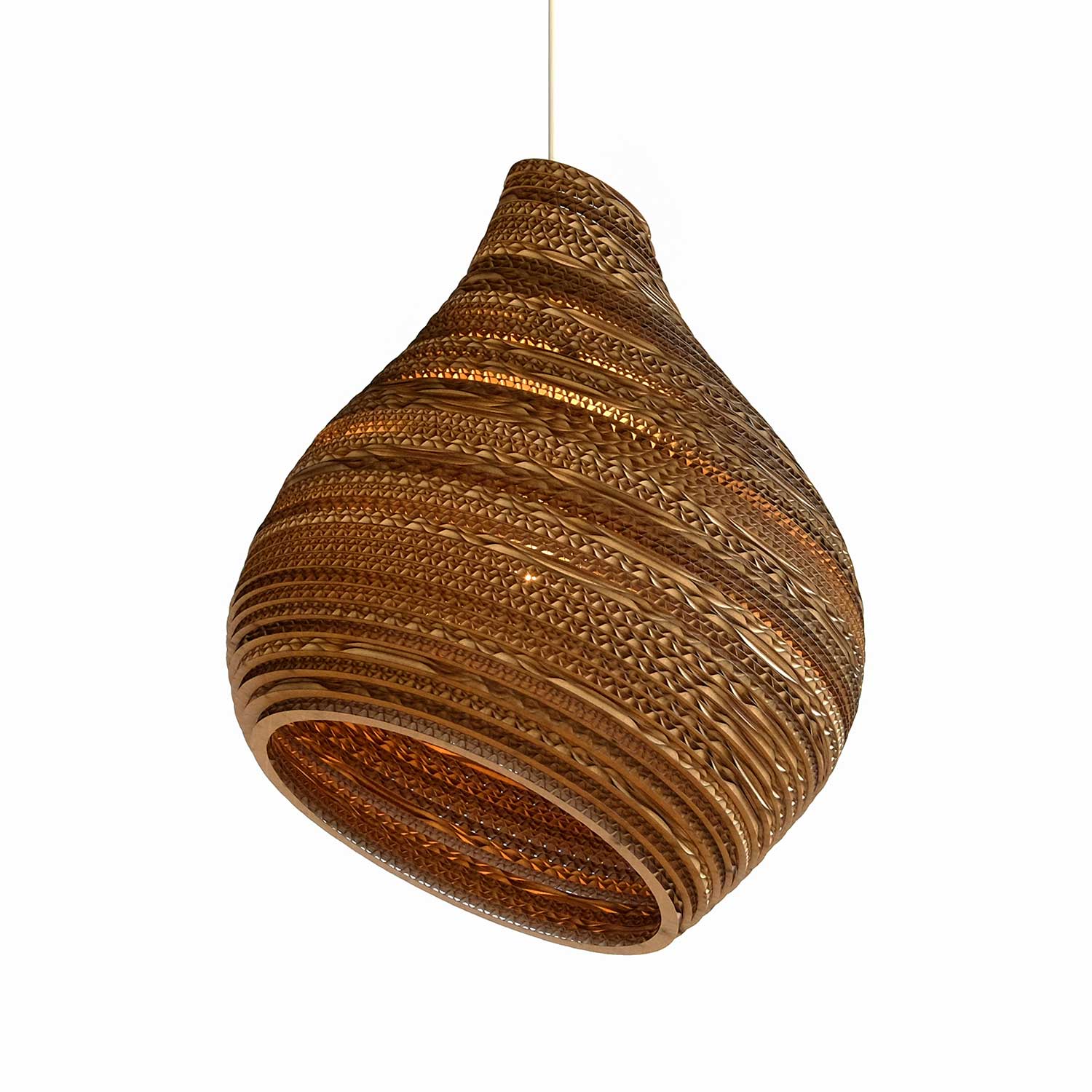 Scraplights Hive - White organic design suspension lamp in cardboard