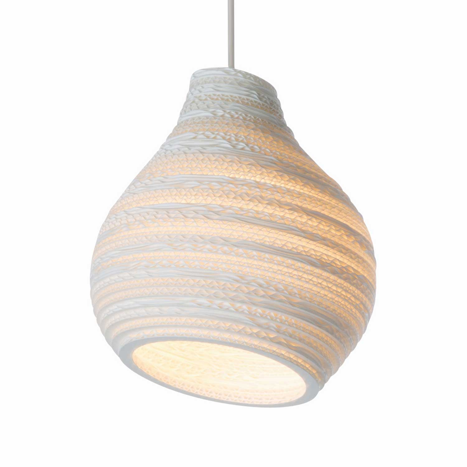 Scraplights Hive - White organic design suspension lamp in cardboard
