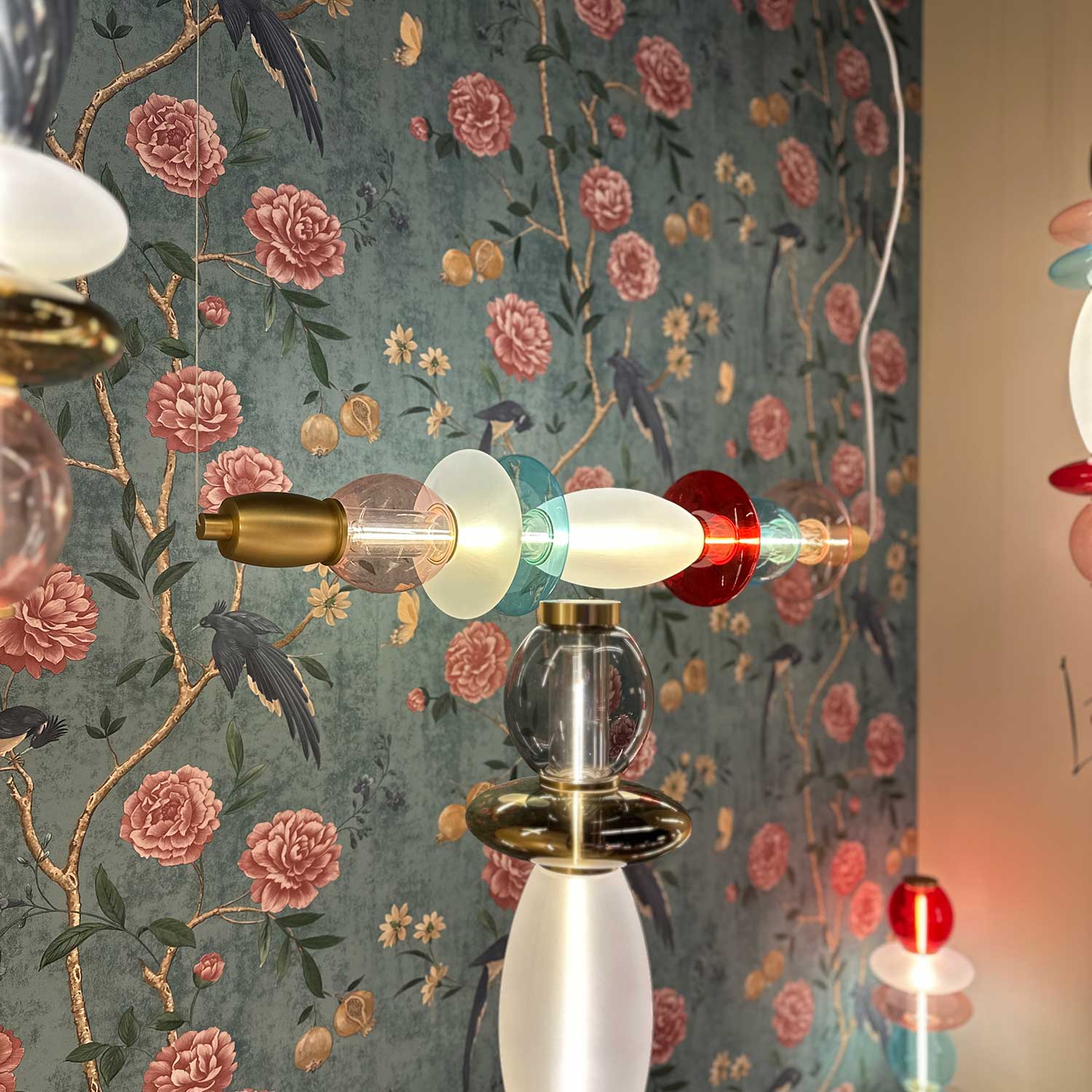 Léonor - LED tube pendant light in colored glass design