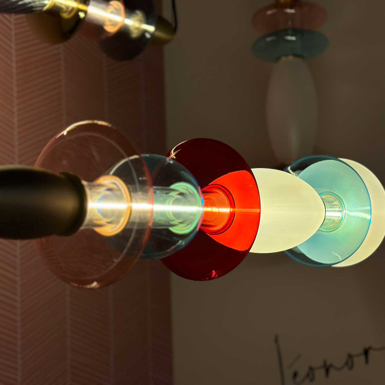 Léonor - LED tube pendant light in colored glass design
