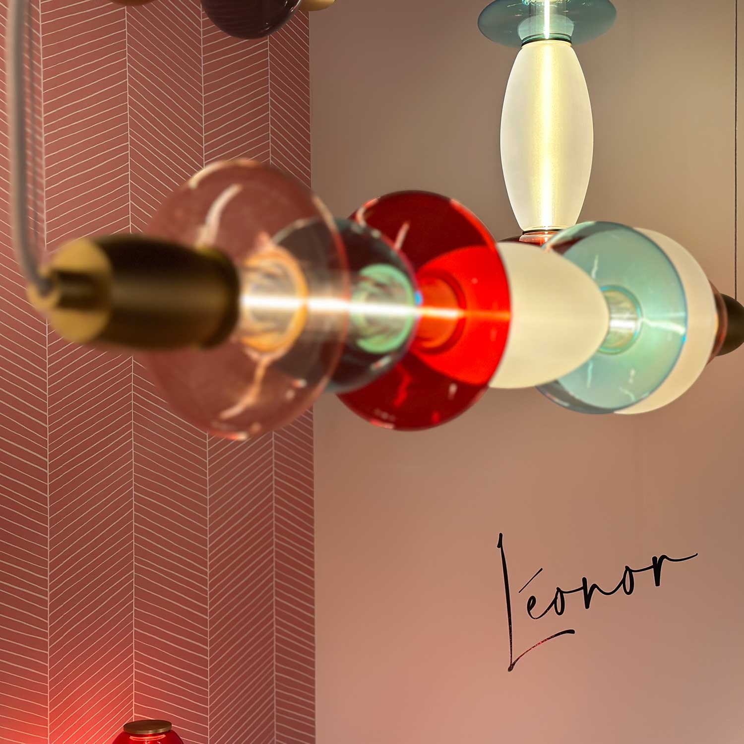 Léonor - LED tube pendant light in colored glass design