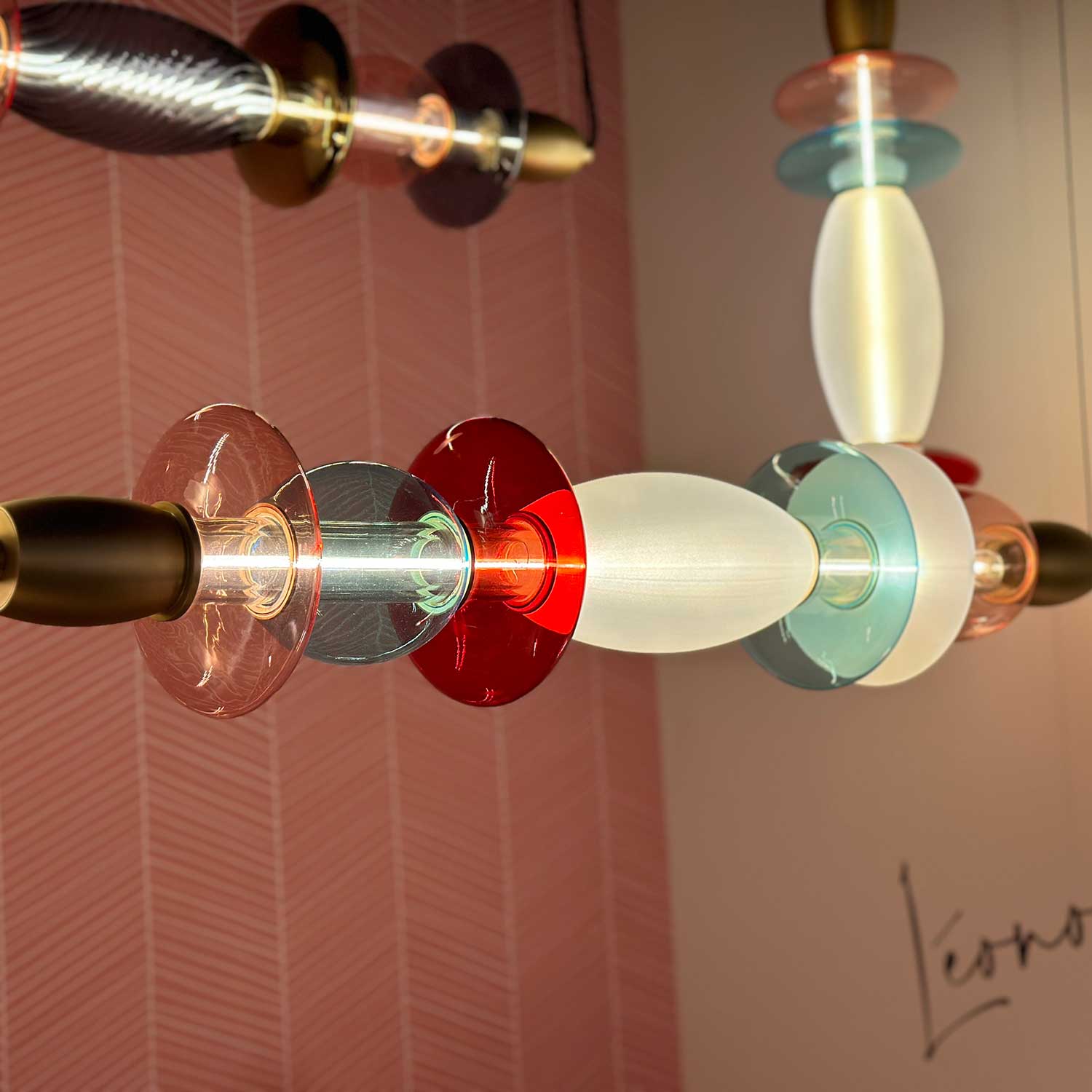 Léonor - LED tube pendant light in colored glass design