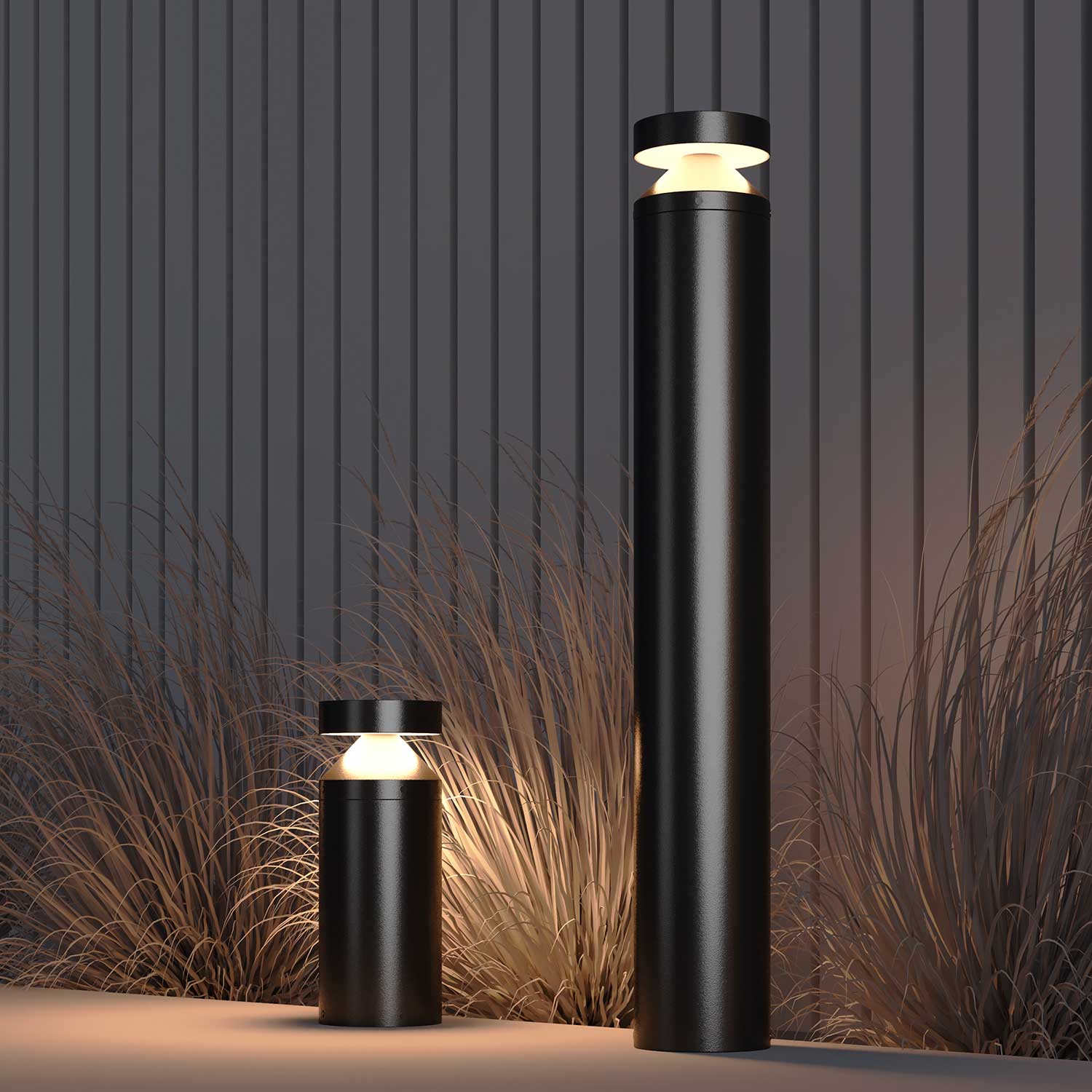 Olten - Modern black steel outdoor light bollard