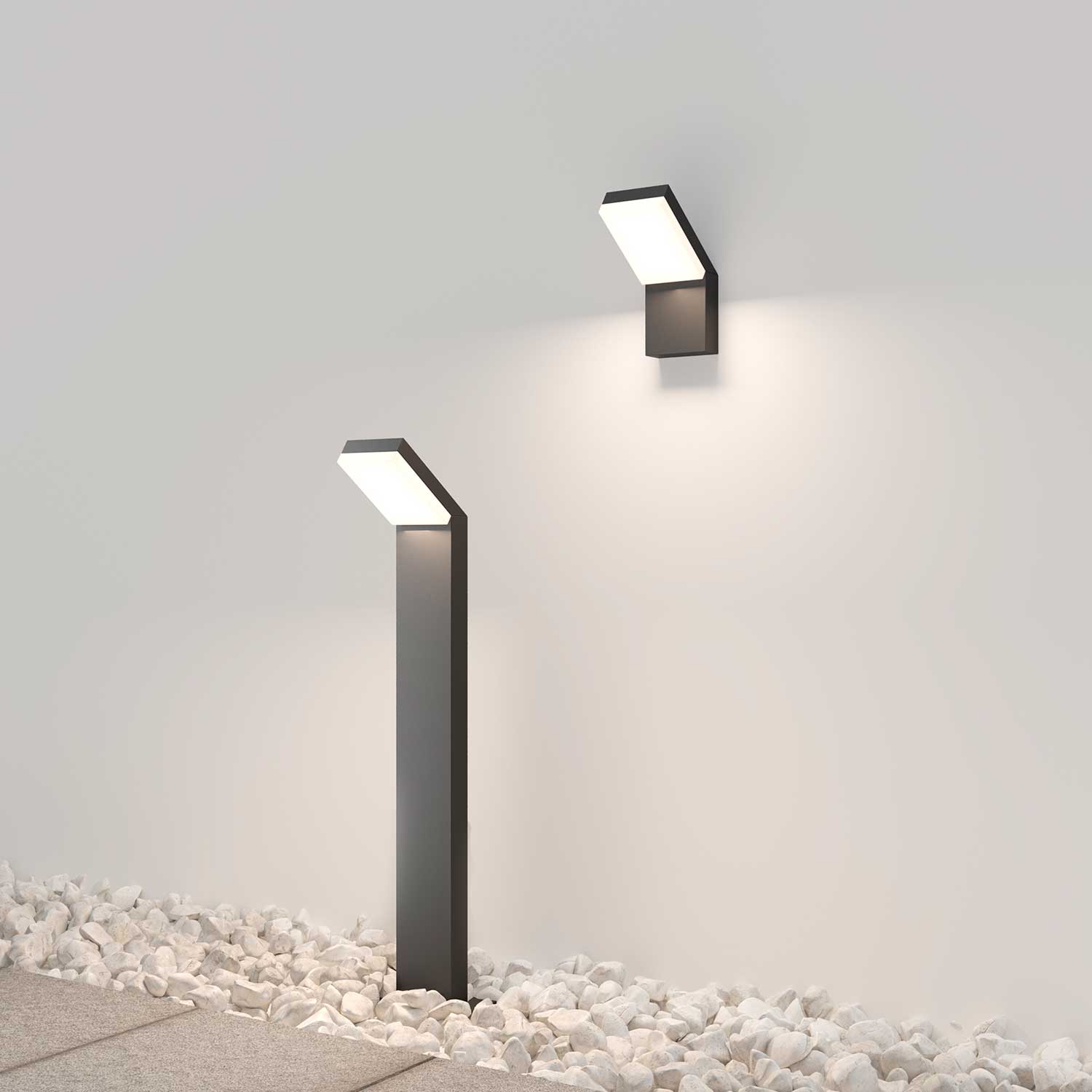 Пасо - Наружный настенный светильник LED из черной стали, современный
