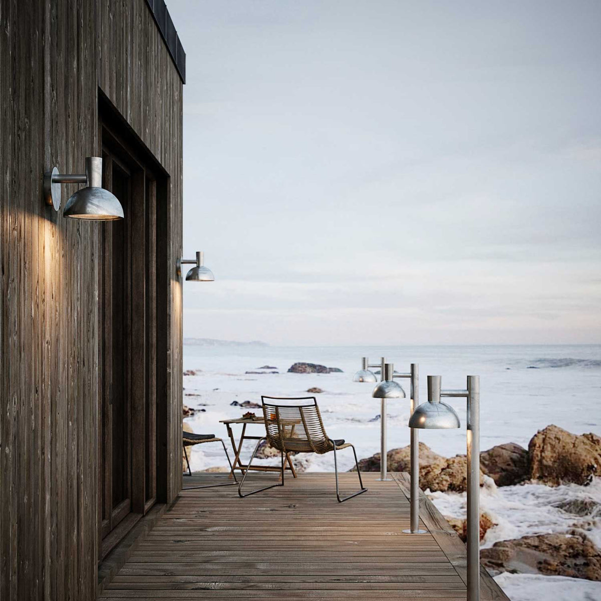 Arki - Applique murale d’extérieur en métal à abat-jour en dôme, style scandinave
