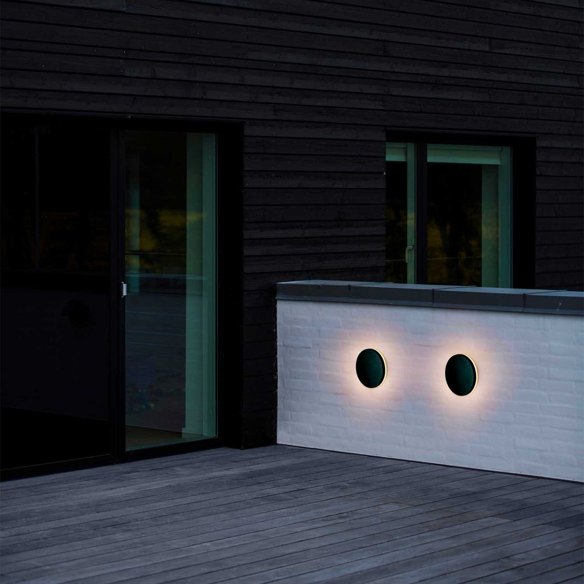 Artego Round - Applique murale d’extérieur LED ronde en aluminium noir, style minimaliste