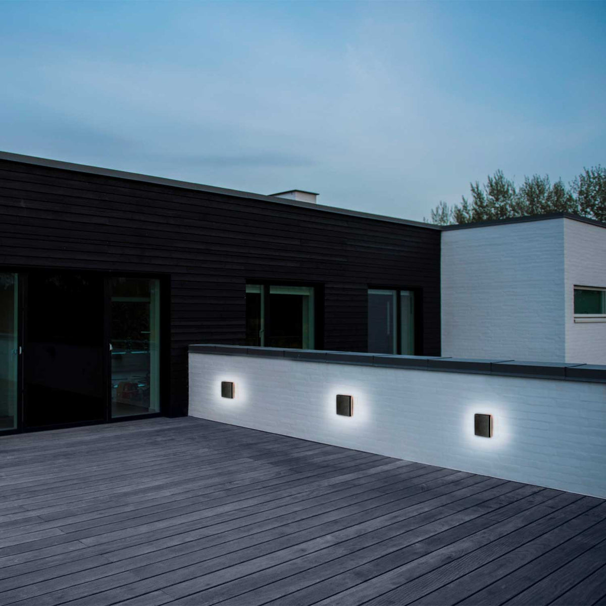 Artego Square - Applique murale d’extérieur LED carrée en aluminium noir, style minimaliste