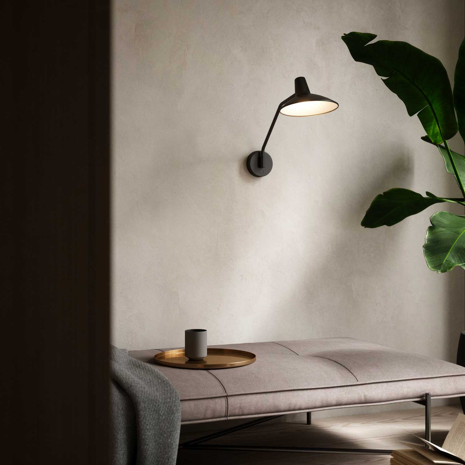 Darci - Wandleuchte mit Touch-Schalter im Vintage-Design für Wohnzimmer