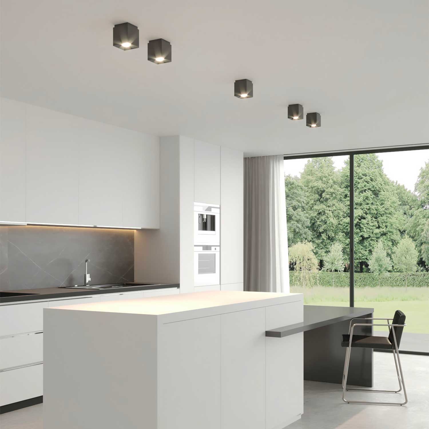 Ethan - Spot en saillie noir et doré pour cuisine moderne