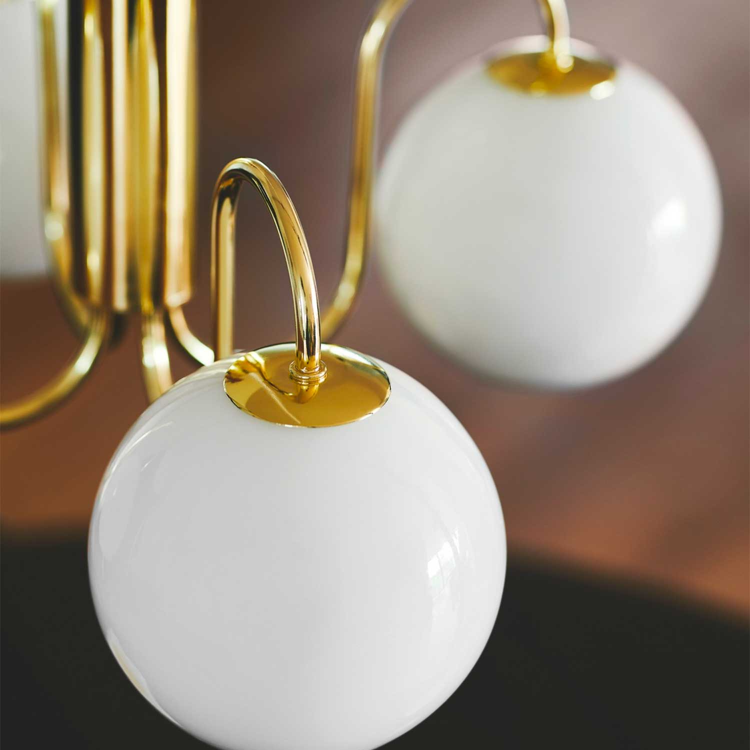 Franca - Suspension art déco en acier doré et verre pour salle à manger