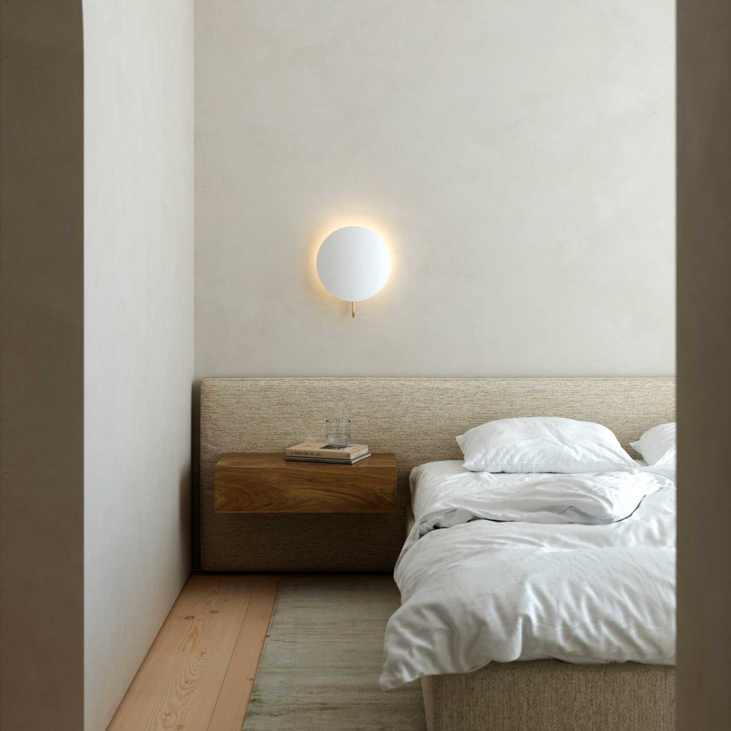 Spargo - Applique murale ronde en acier avec détails doré pour chambre moderne