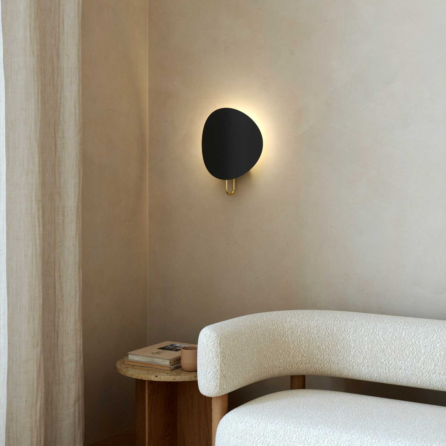Spargo - Applique murale ronde en acier avec détails doré pour chambre moderne