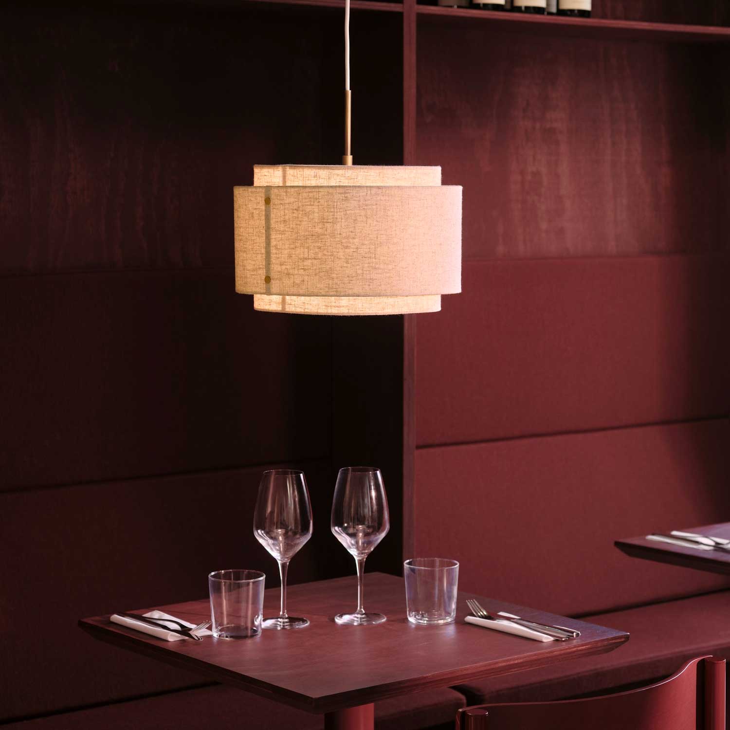 Takai - Suspension beige en tissu pour salon japandi