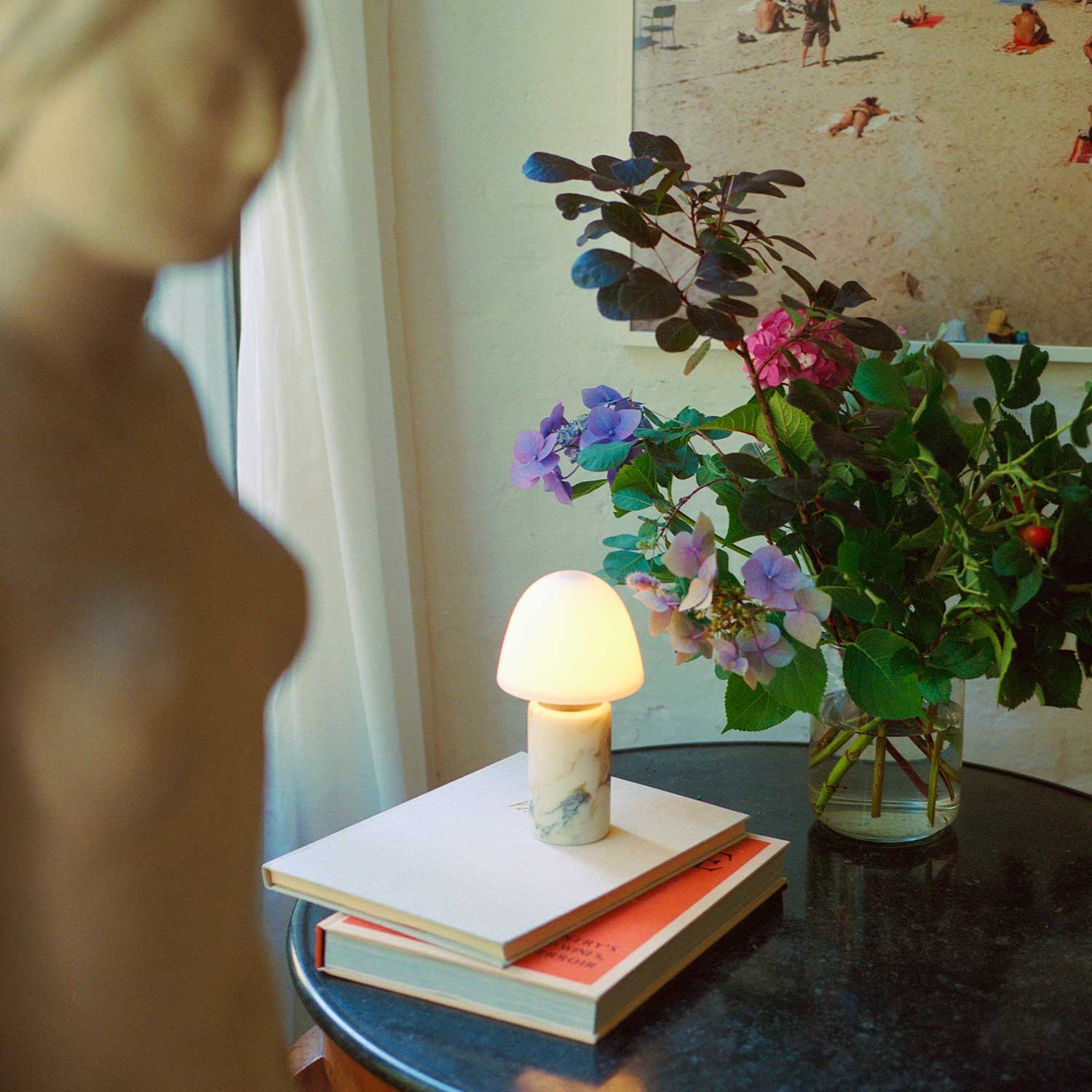 Fuse - Wireless design lamp in alabaster and brass