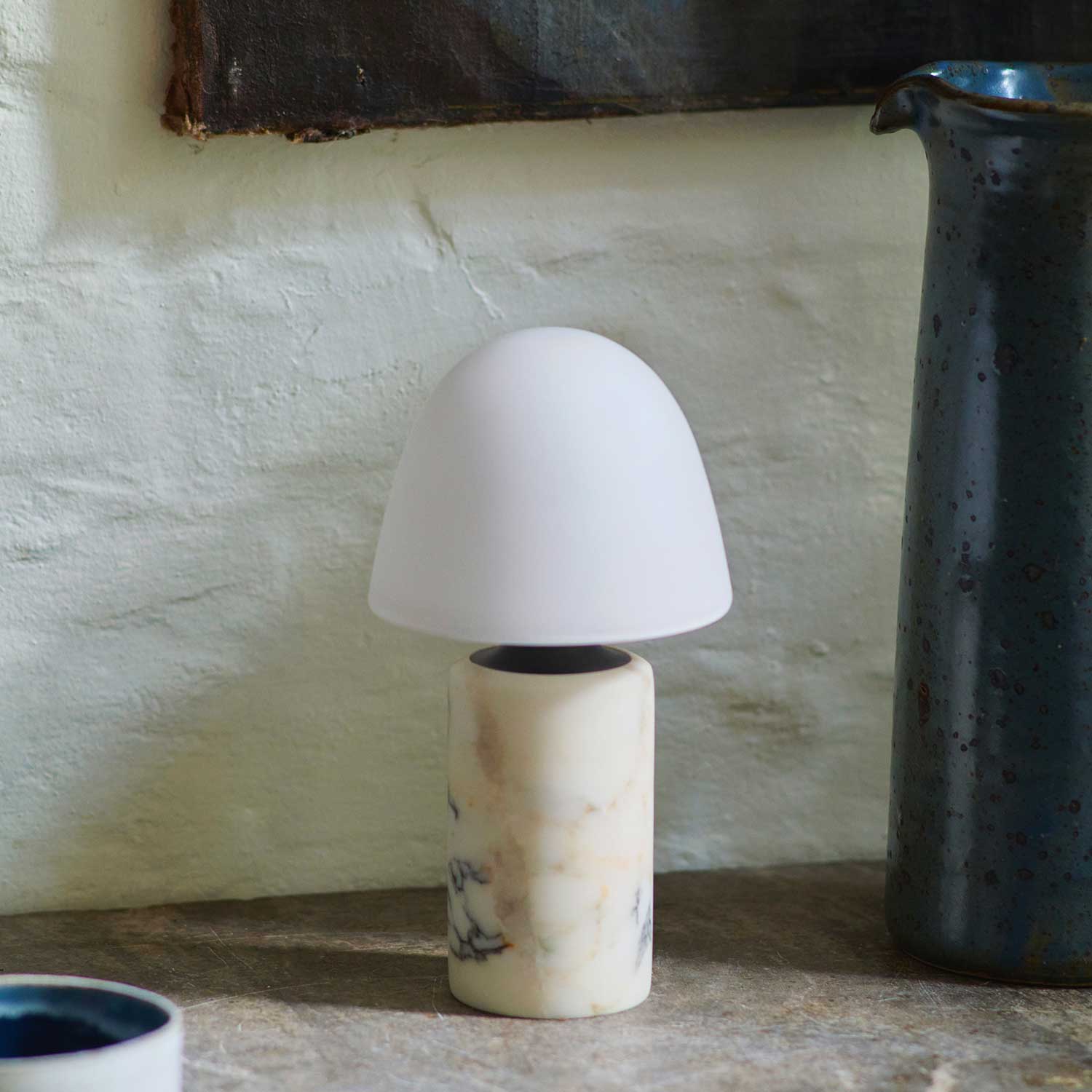 Fuse - Wireless design lamp in alabaster and brass