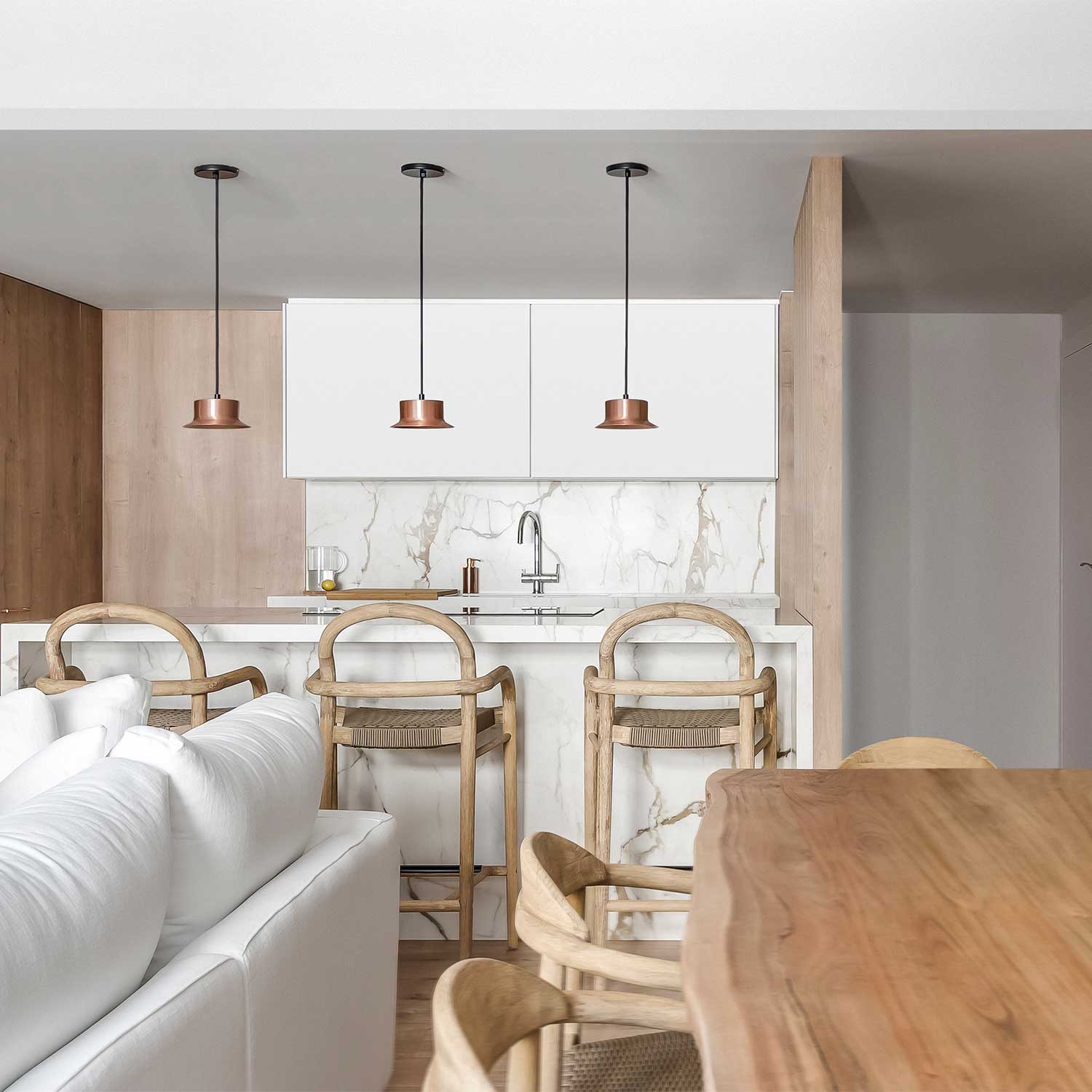 Мэйн - индустриальная подвесная светодиодная лампа из меди