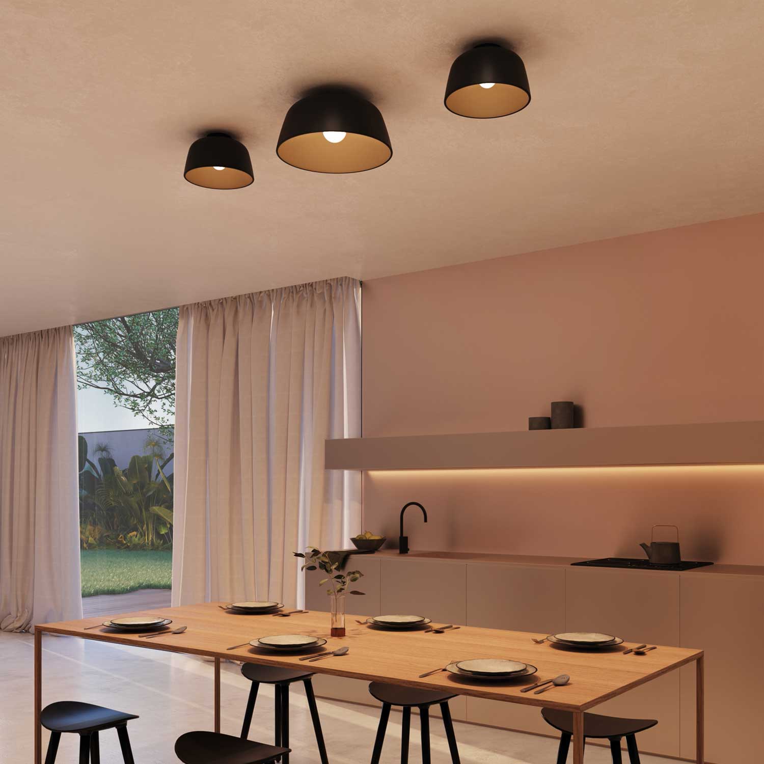 Miso - Plafonnier coupole en métal design pour salon