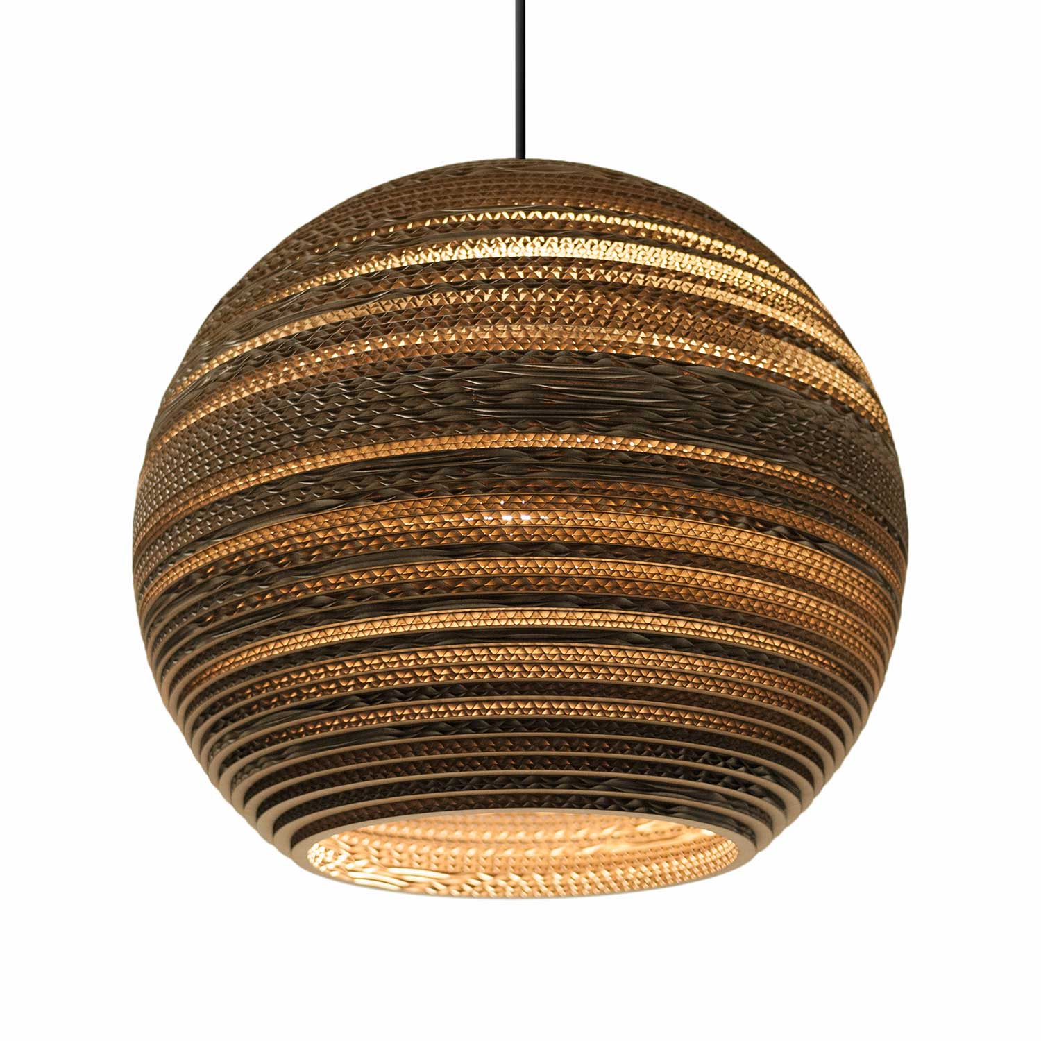 Scraplights Moon - Grande suspension boule en carton pour salon
