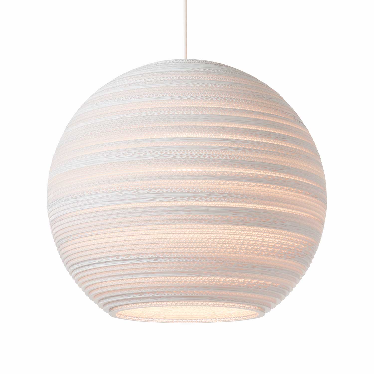 Scraplights Moon - Grande suspension boule en carton pour salon