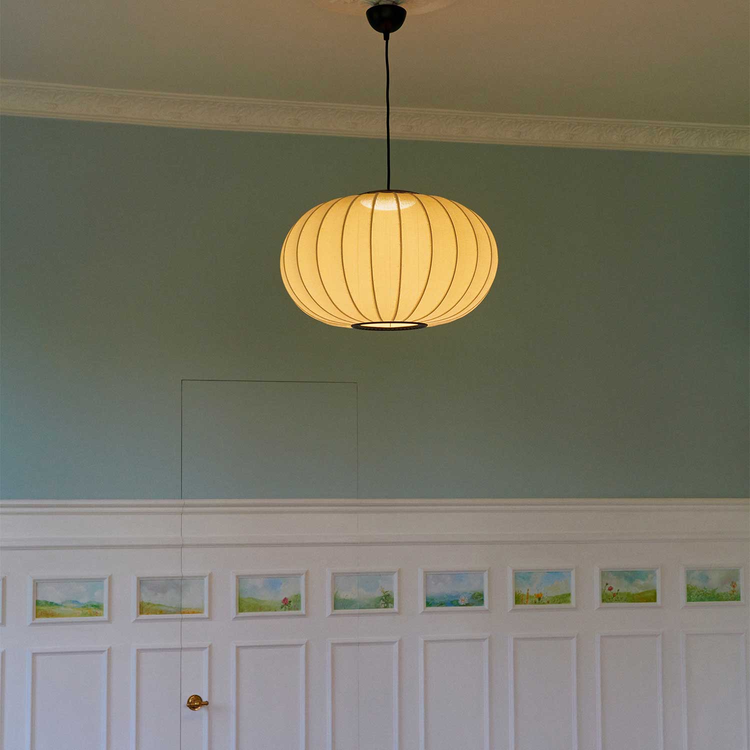 Knit-Wit LED Oval - Подвесной светильник LED из ткани, дизайнерский овальный в стиле японский минимализм