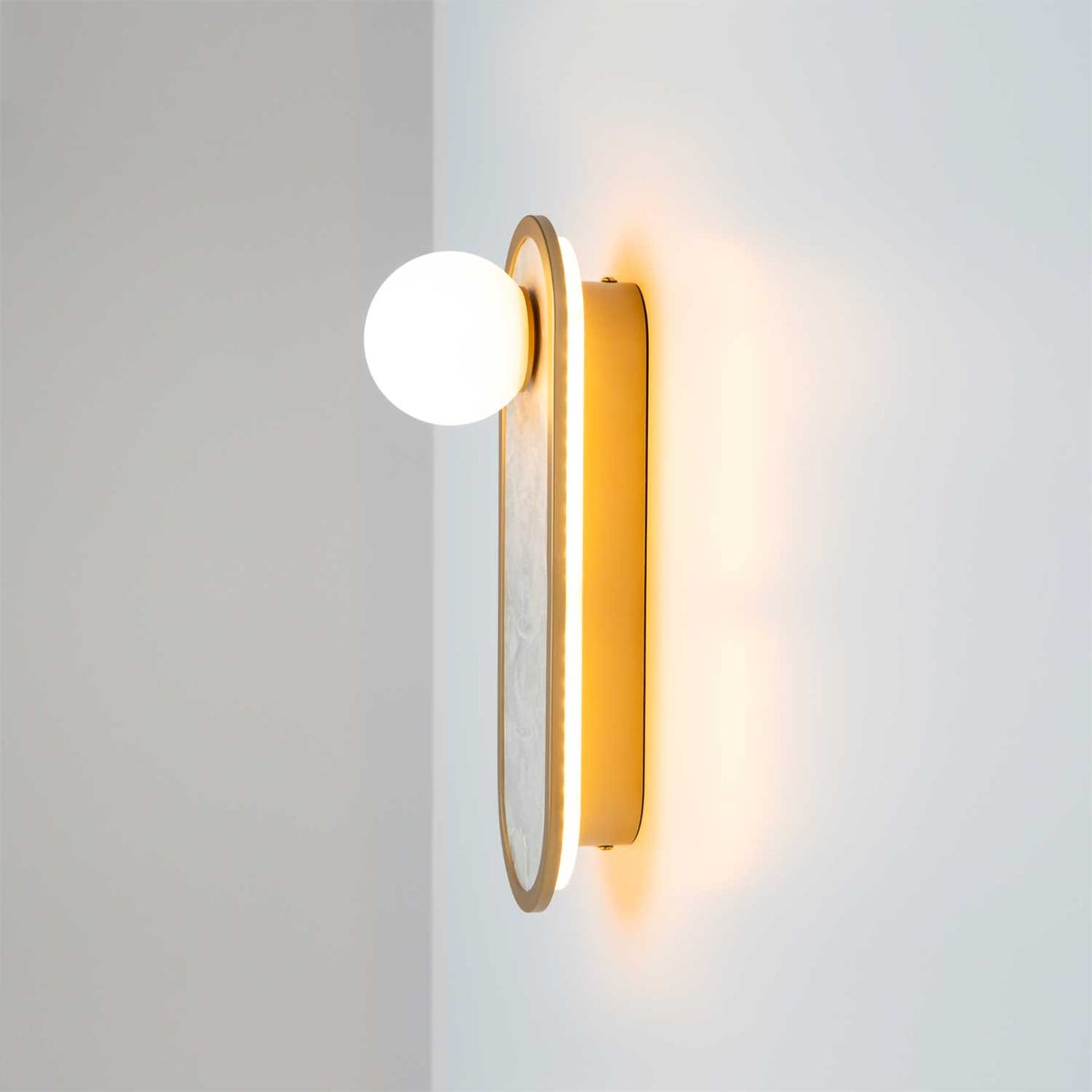 Perlamour - Applique murale LED en nacre, verre et aluminium, style bord de mer