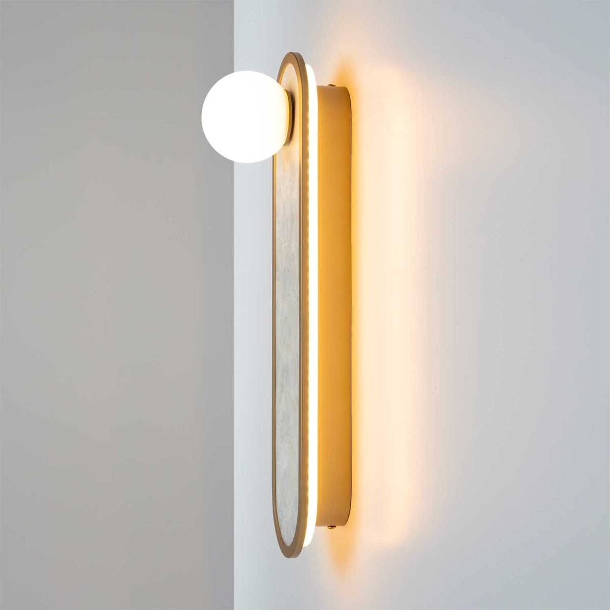 Perlamour - Applique murale LED en nacre, verre et aluminium, style bord de mer