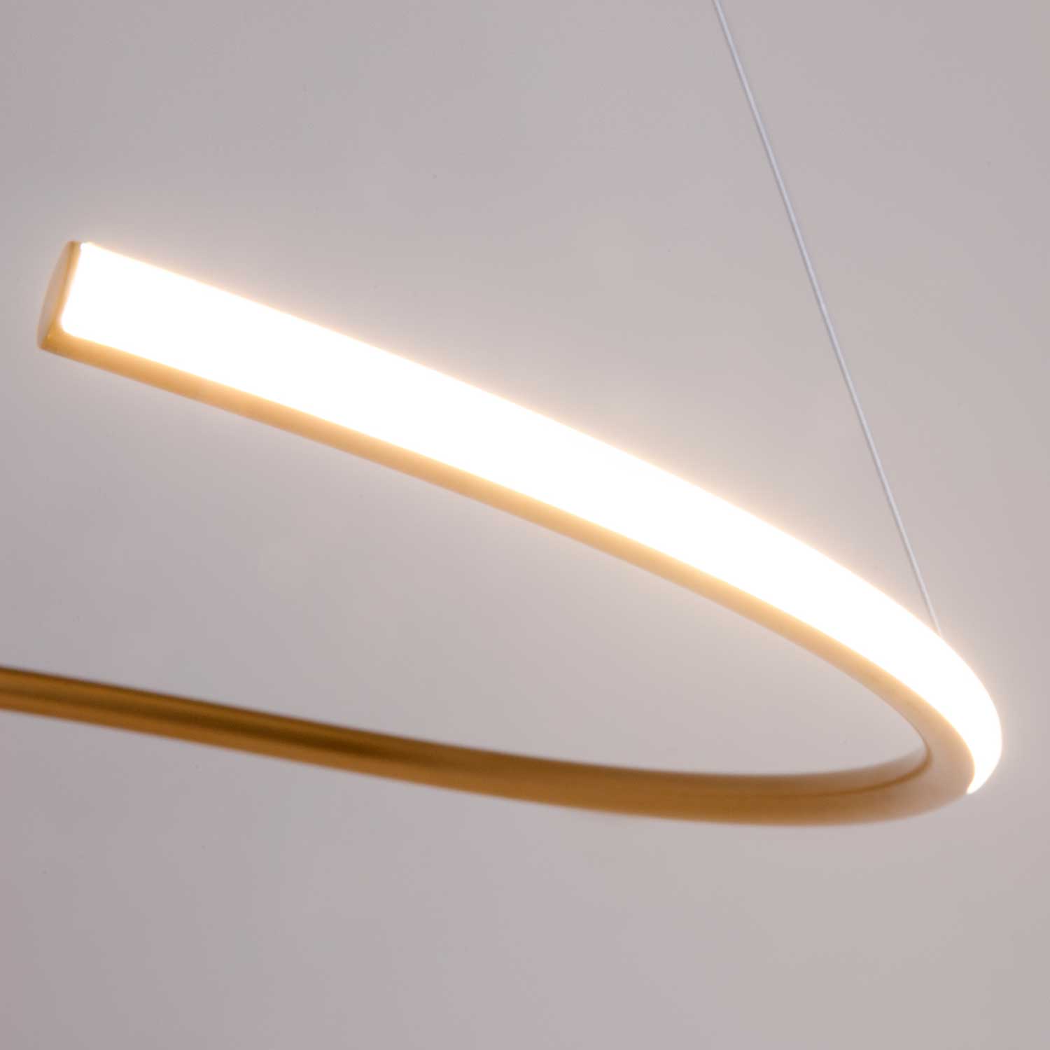 Curve - Sospensione LED in acciaio nero o dorato per sala da pranzo