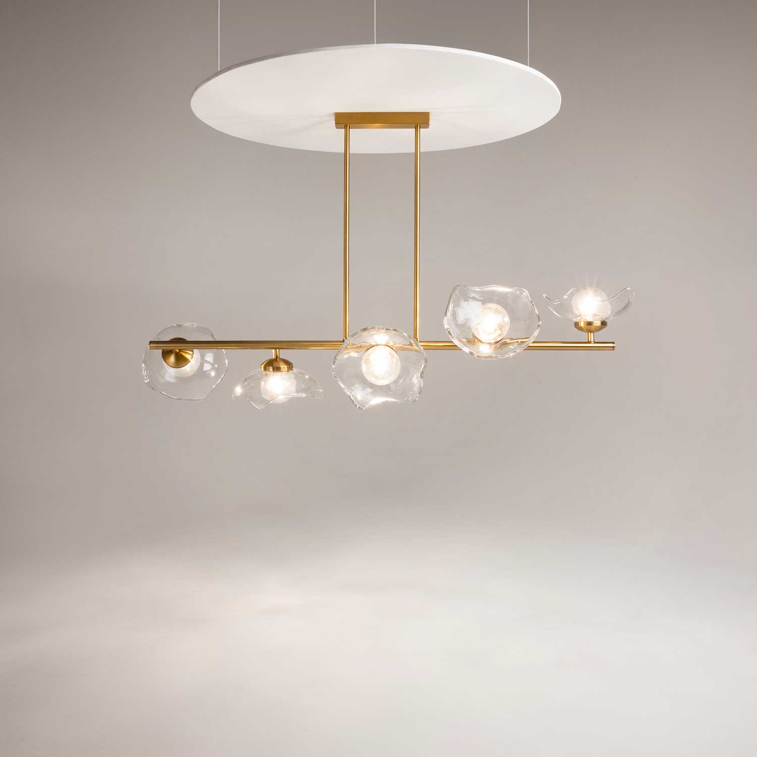 Miracle - Golden dining room pendant light in vintage style glass