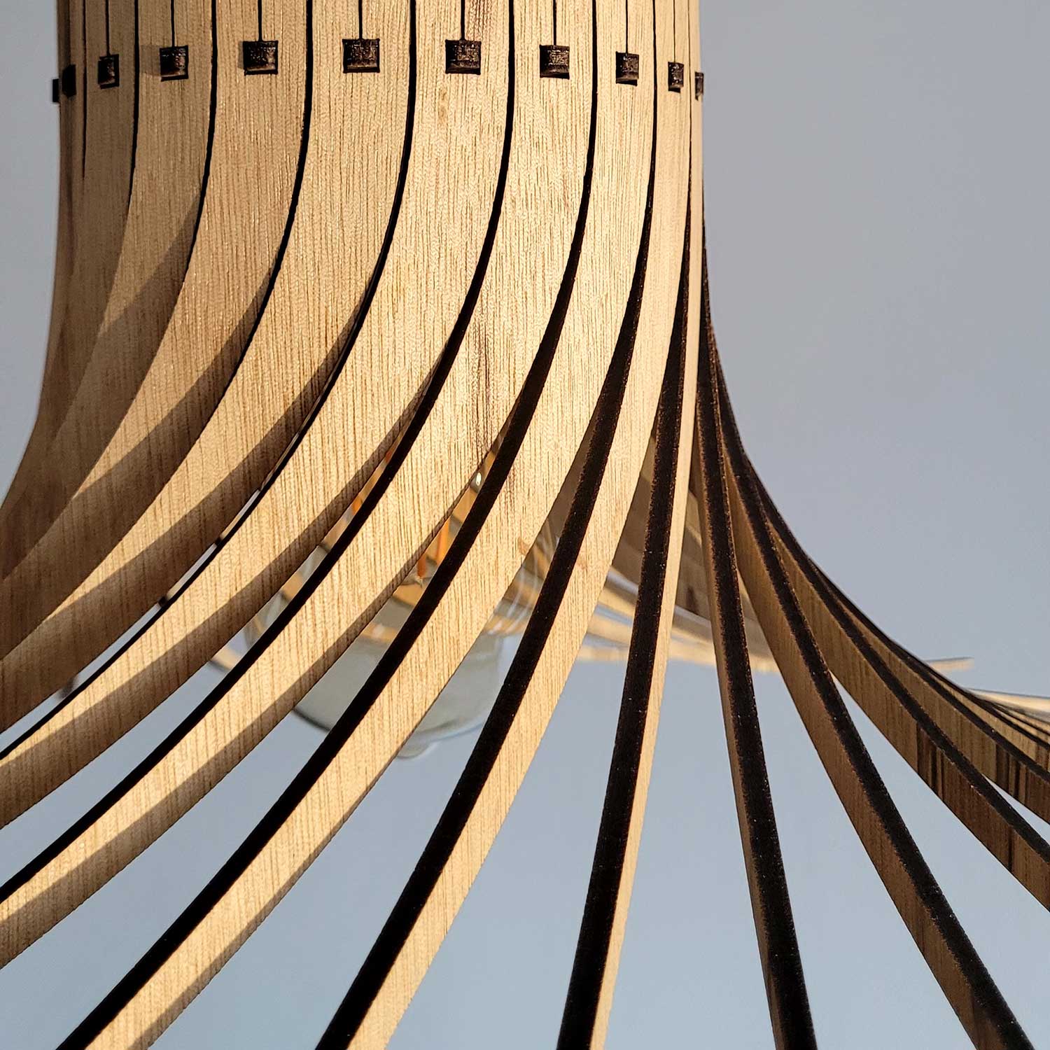 Rotond - Large circular pendant light in natural handmade wood