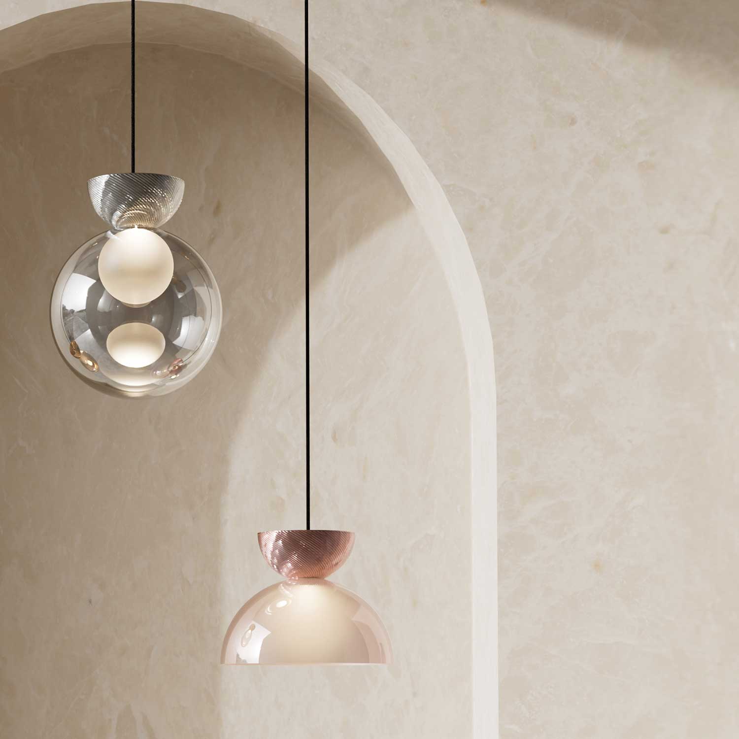 CHARM - Sospensione lussuosa sfera in vetro contemporanea