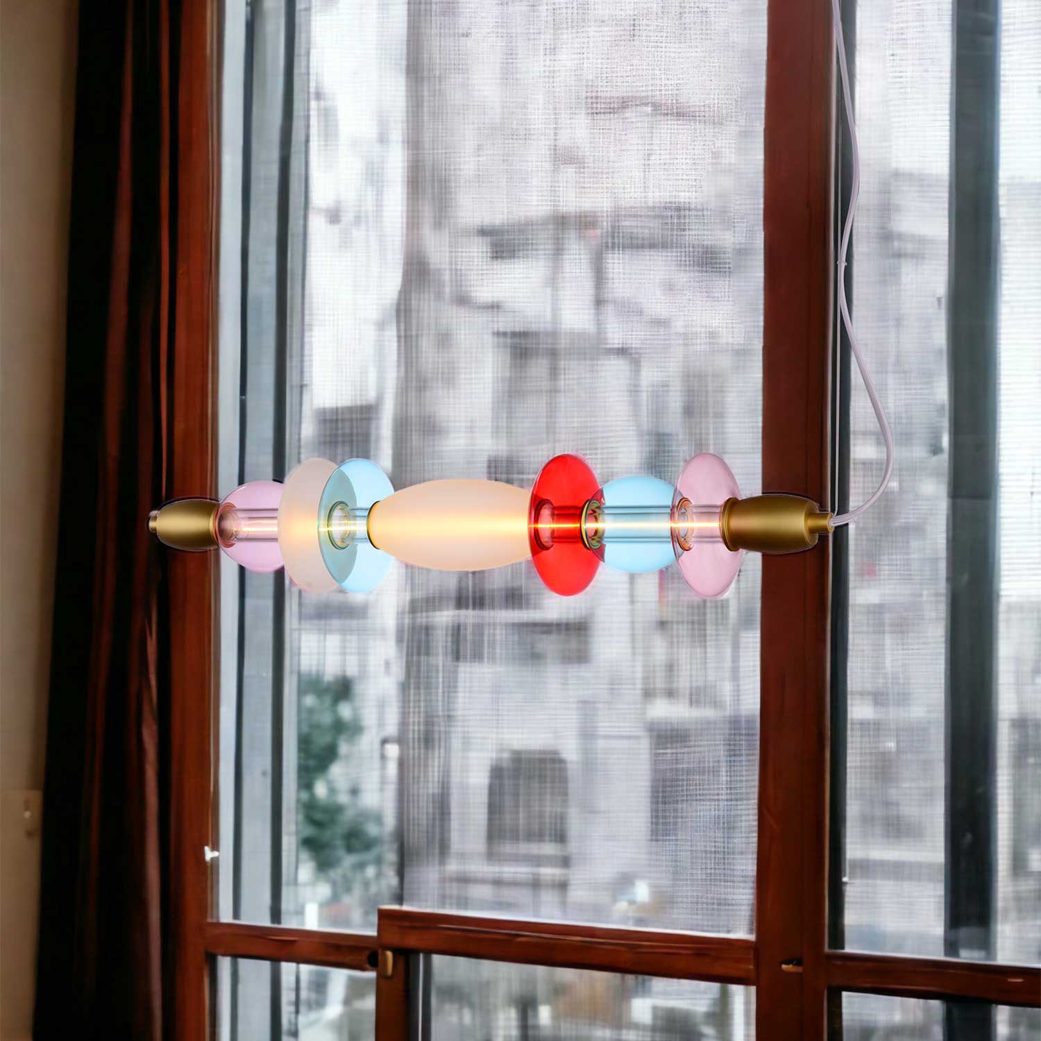 Léonor - LED tube pendant light in colored glass design