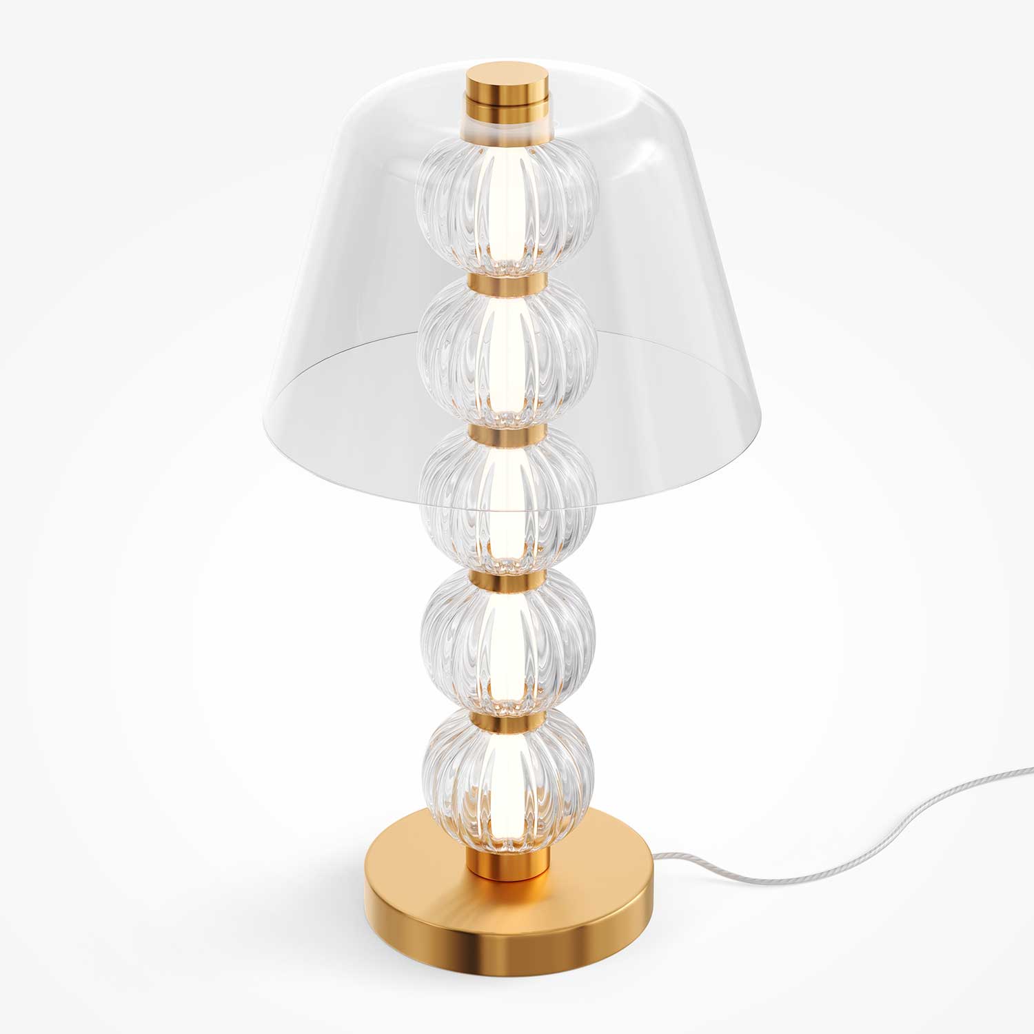 Amulet - Golden bedside lamp with glass for art deco bedroom