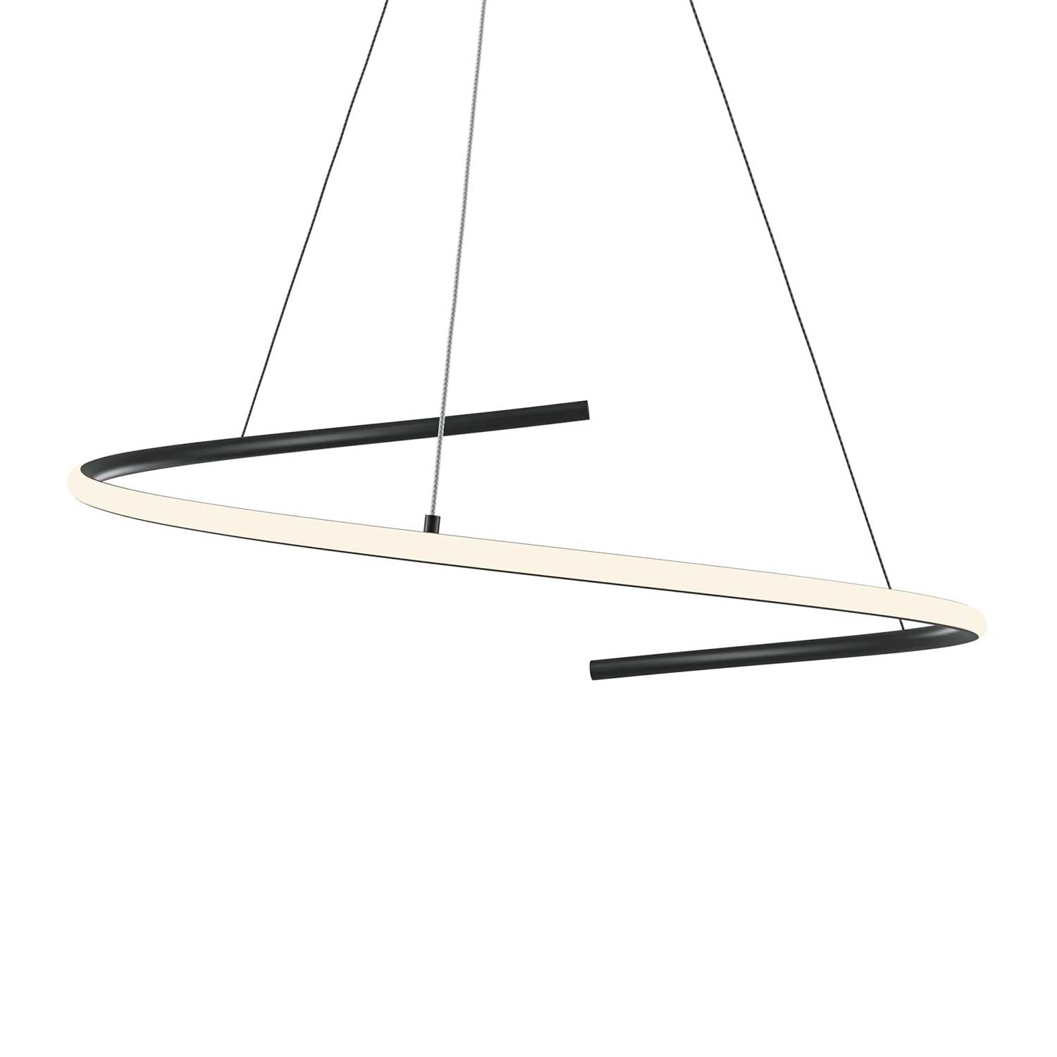 Curve - LED suspension in black or gold steel for dining room