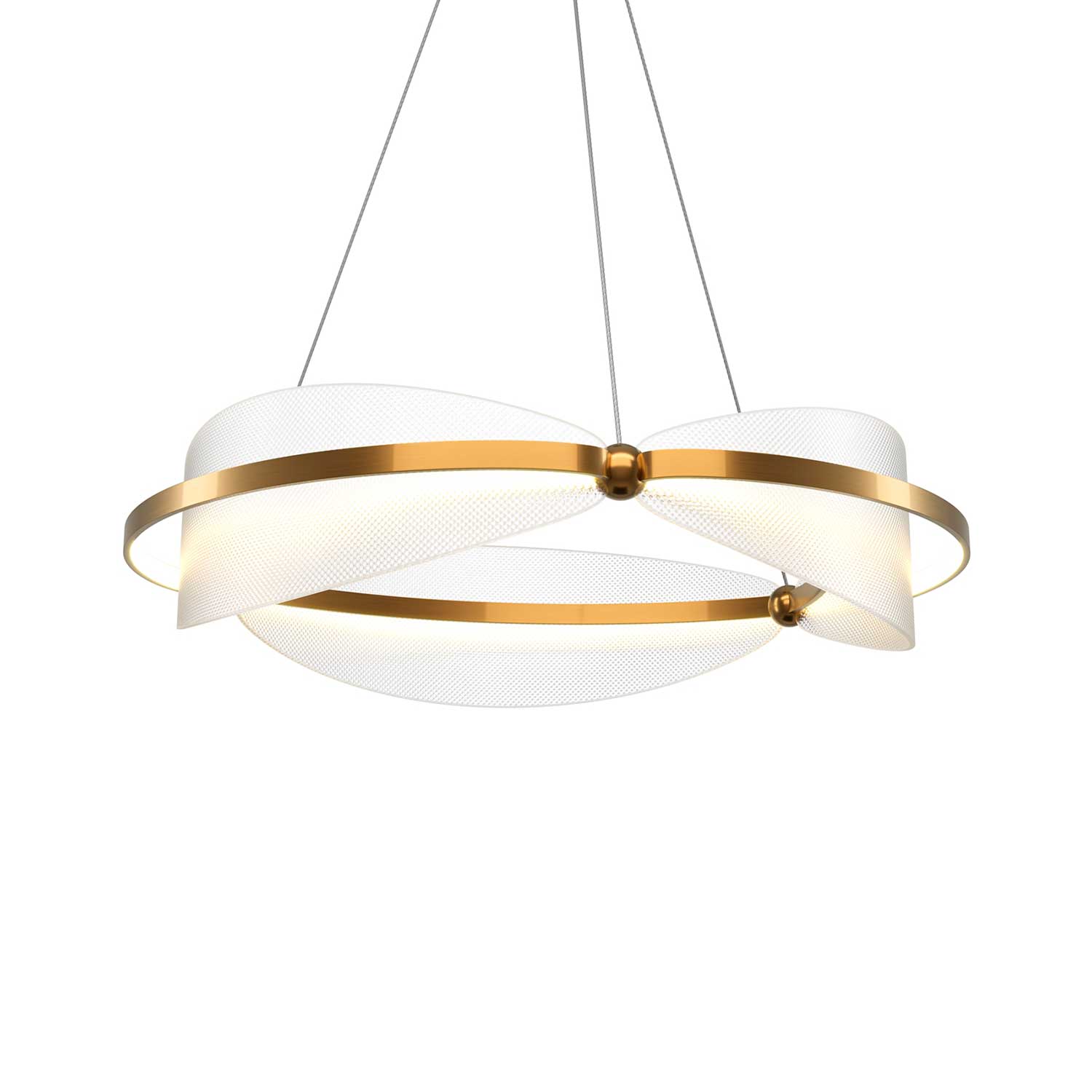 Breeze - Round golden LED chandelier for vintage dining room