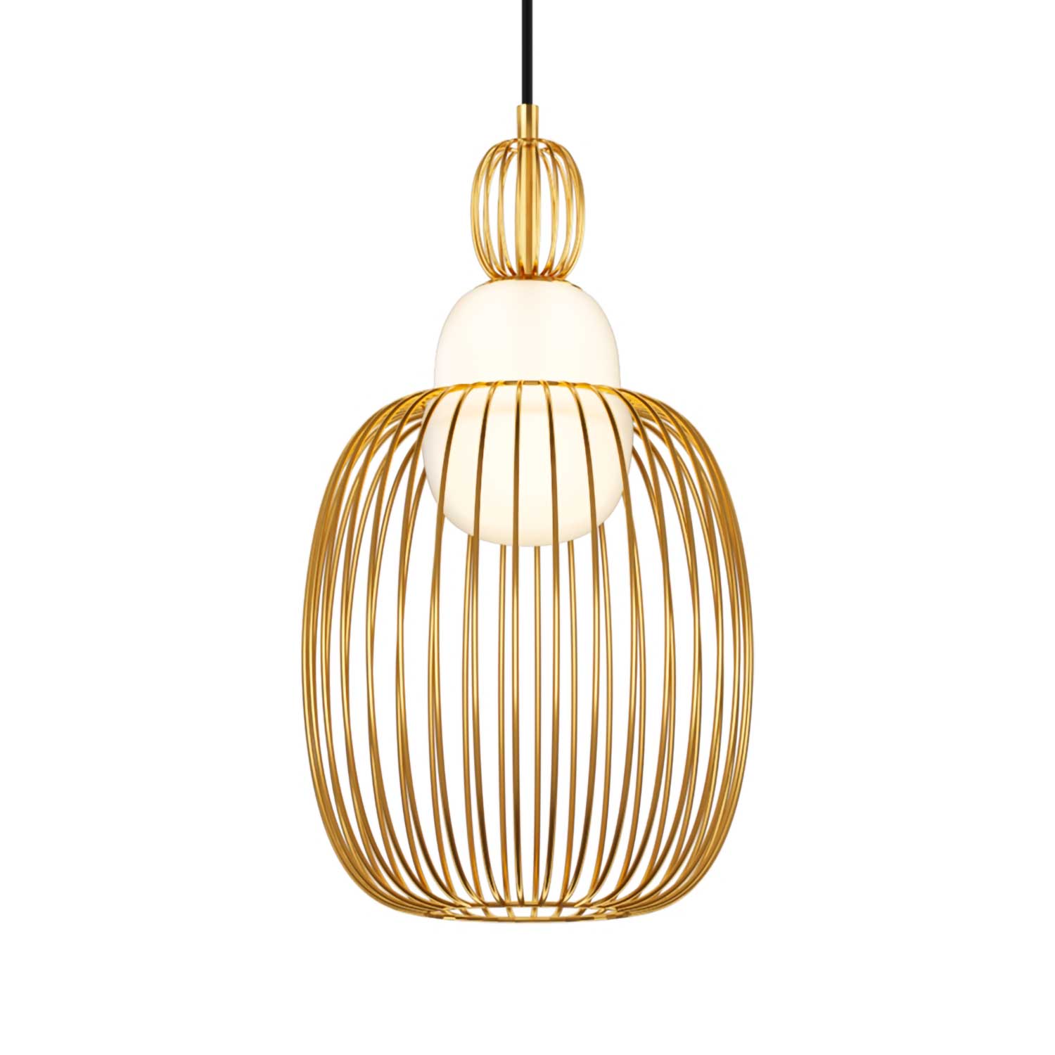 Levitation - Gold cage-shaped design pendant light