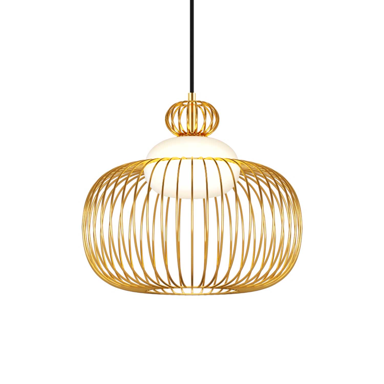 Levitation - Gold cage-shaped design pendant light
