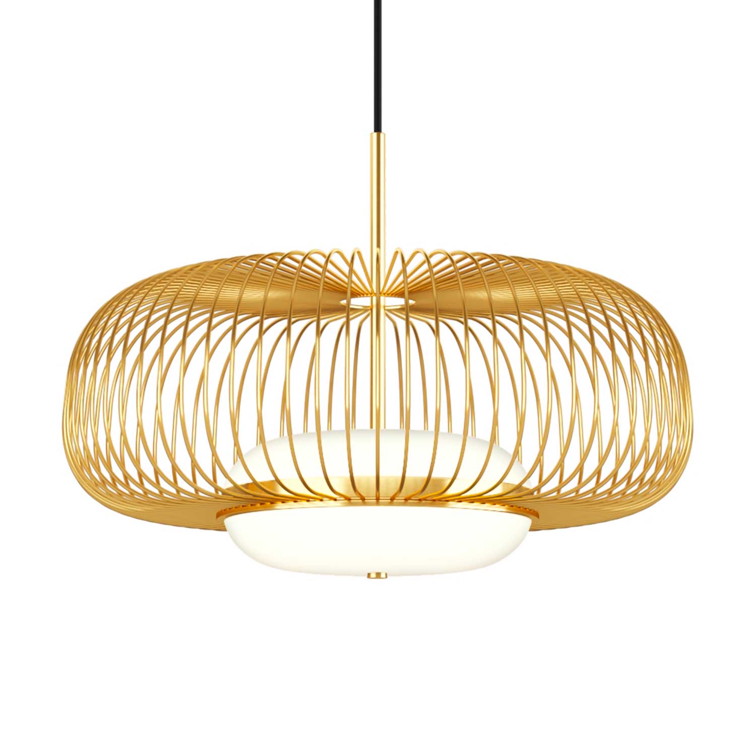 Levitation - Gold cage-shaped design pendant light