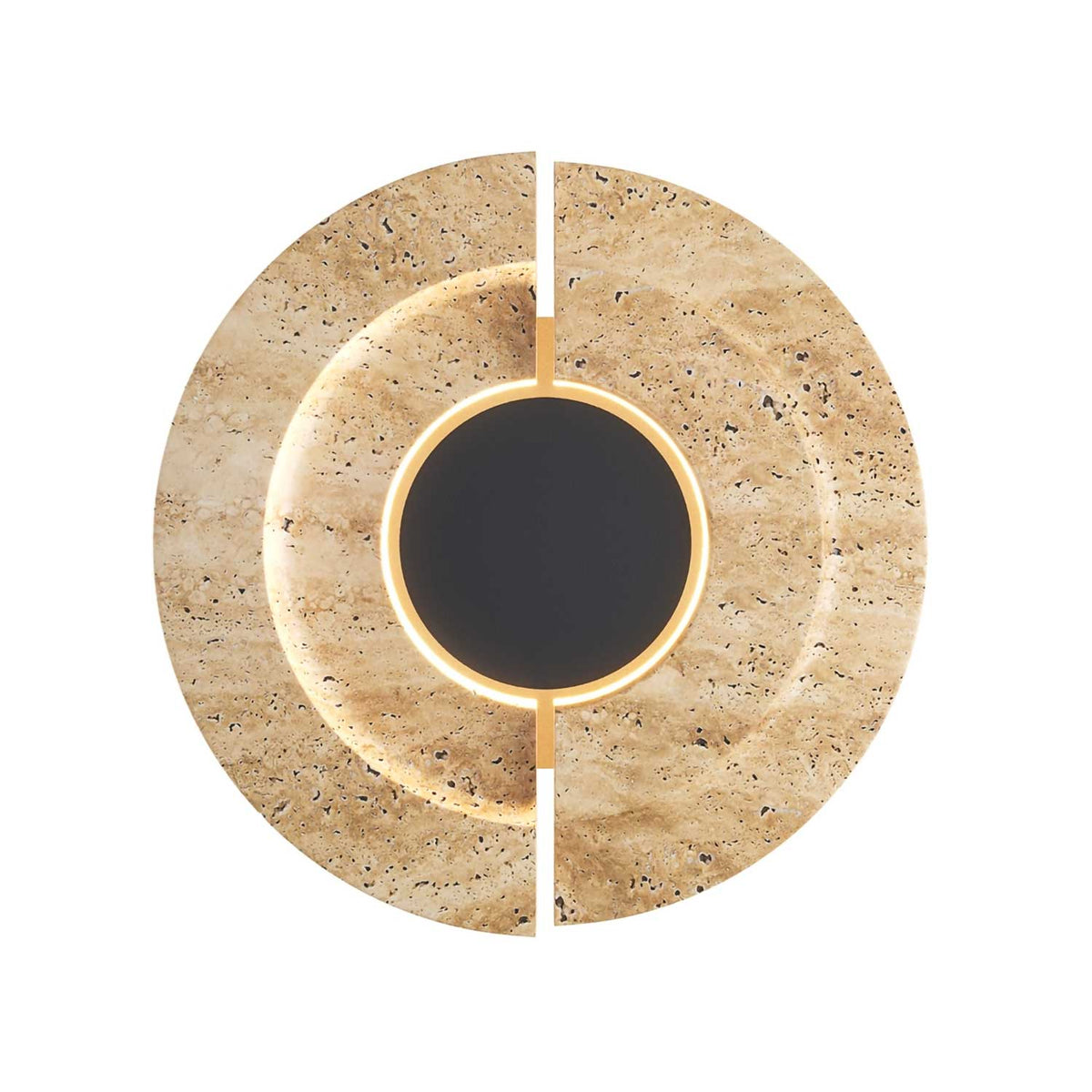 Daylight - Applique murale LED en travertin et métal, style wabi-sabi