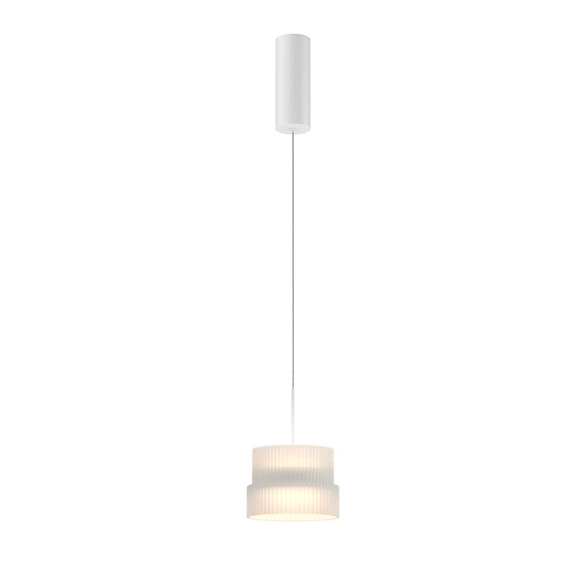 Scala - Suspension LED compacte en verre rainuré et métal, style art déco