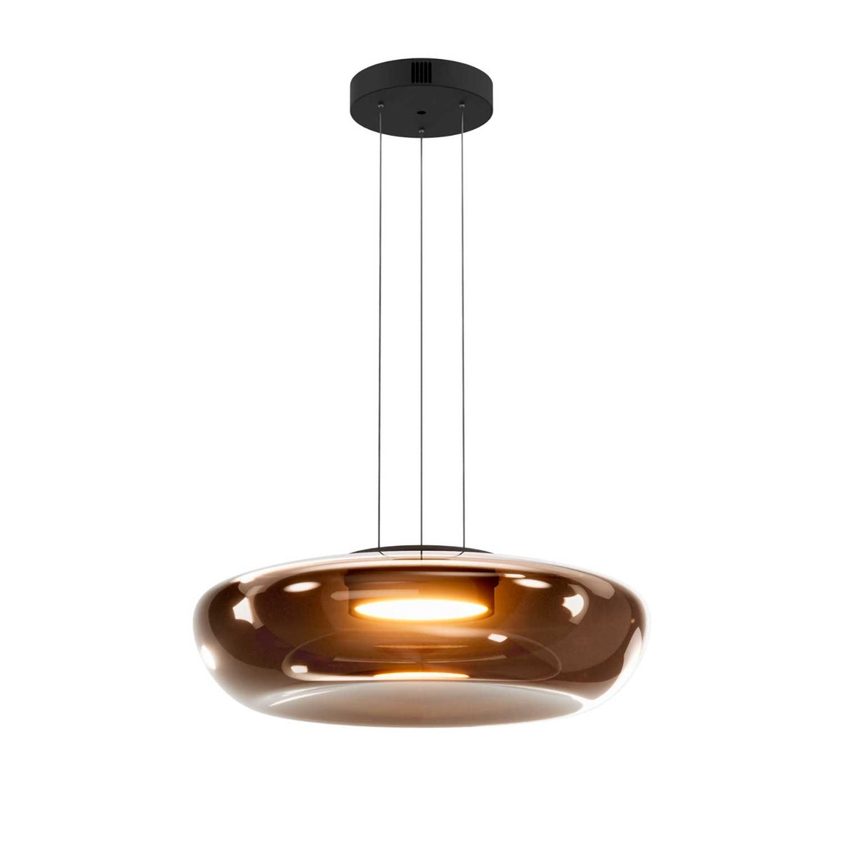 Bassa - Suspension LED en verre teinté et métal, style contemporain