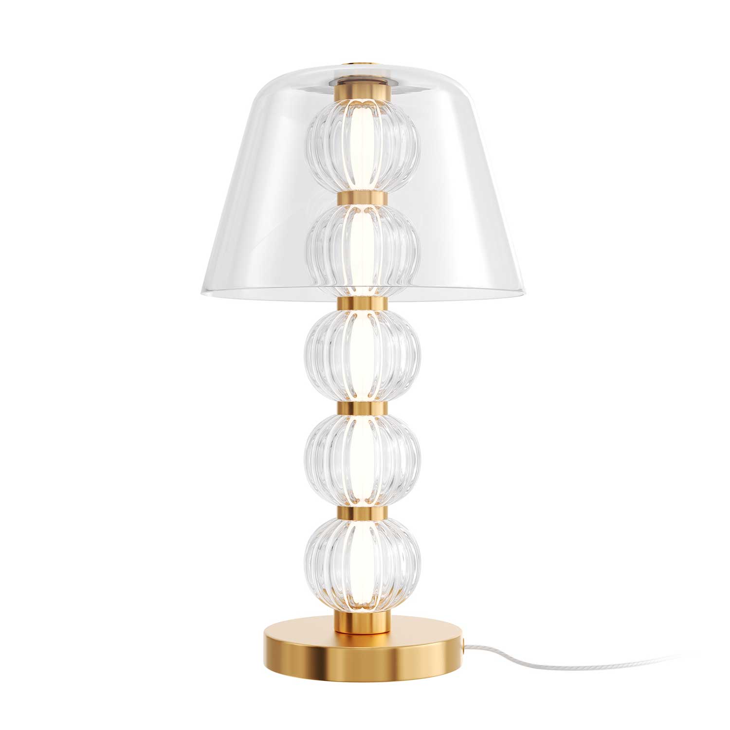 Amulet - Golden bedside lamp with glass for art deco bedroom
