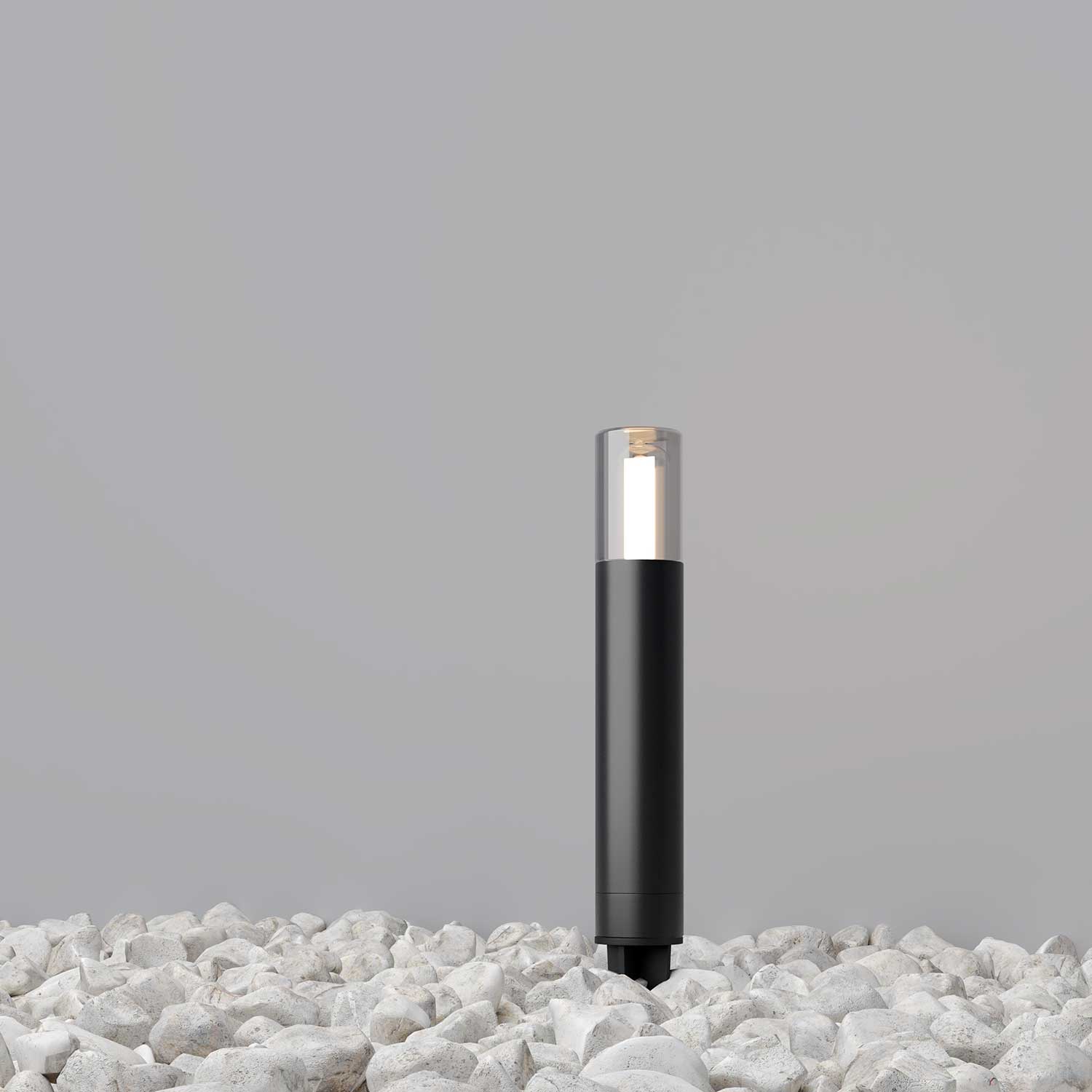 Glide - Black steel outdoor bollard for modern garden