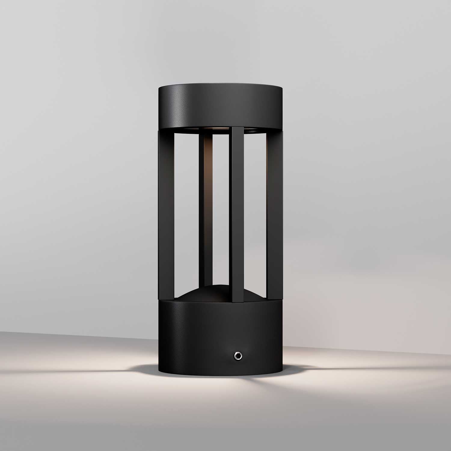 Vint - Borne lumineuse en acier noir pour extérieur moderne